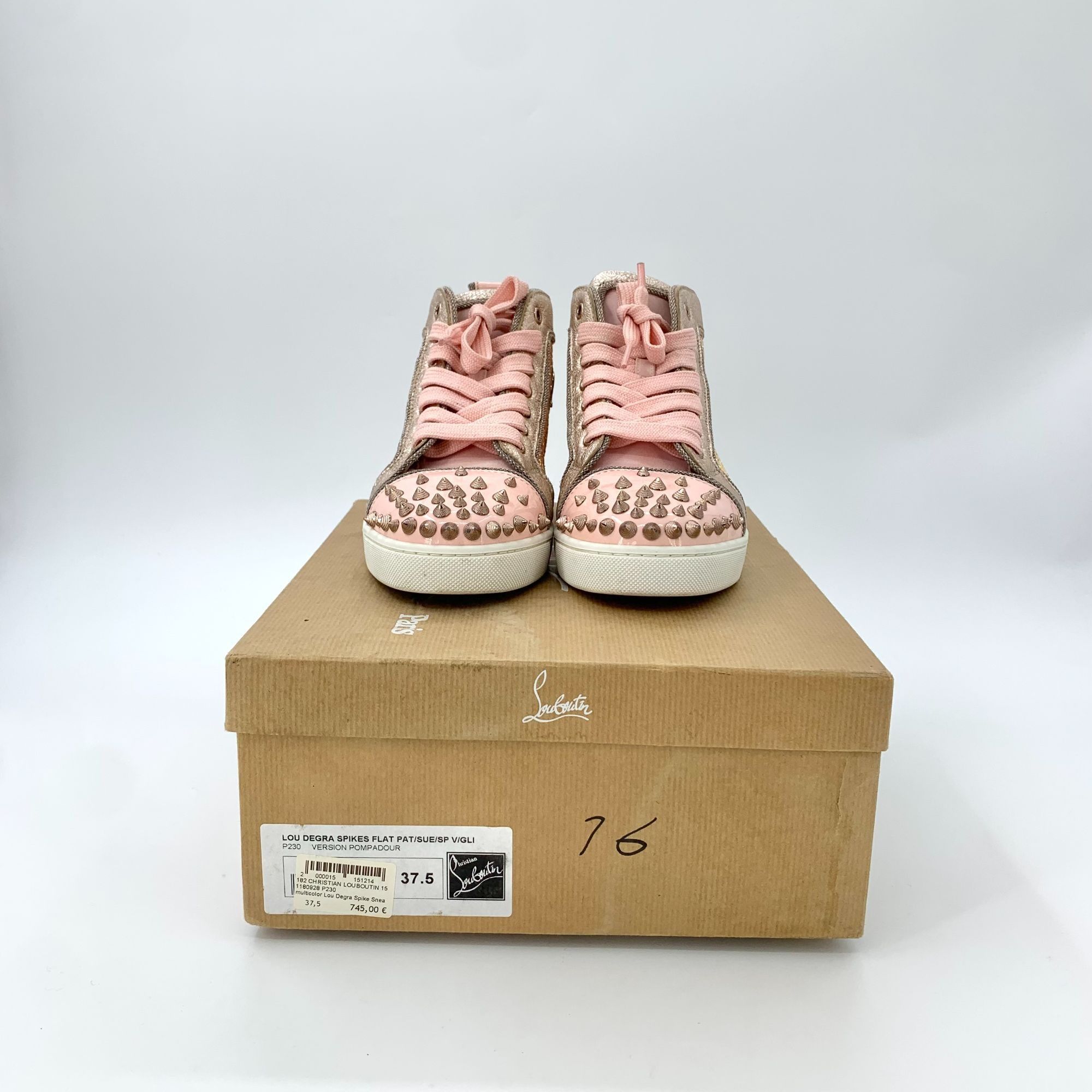 Christian Louboutin Gold & Pink Glitter Sneakers