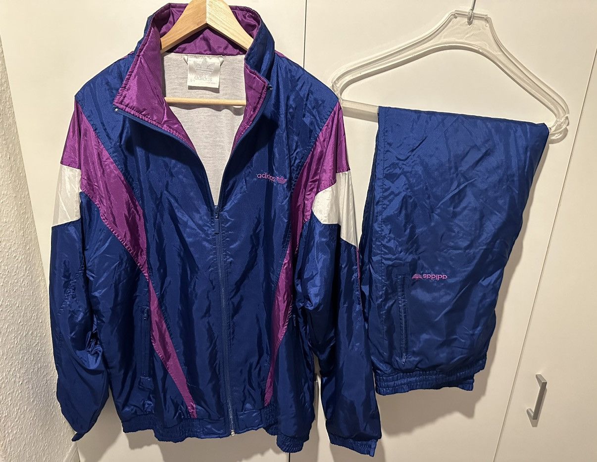 Image of Adidas Tracksuit Size L Vintage Retro Adidas Suit in Purple, Men's