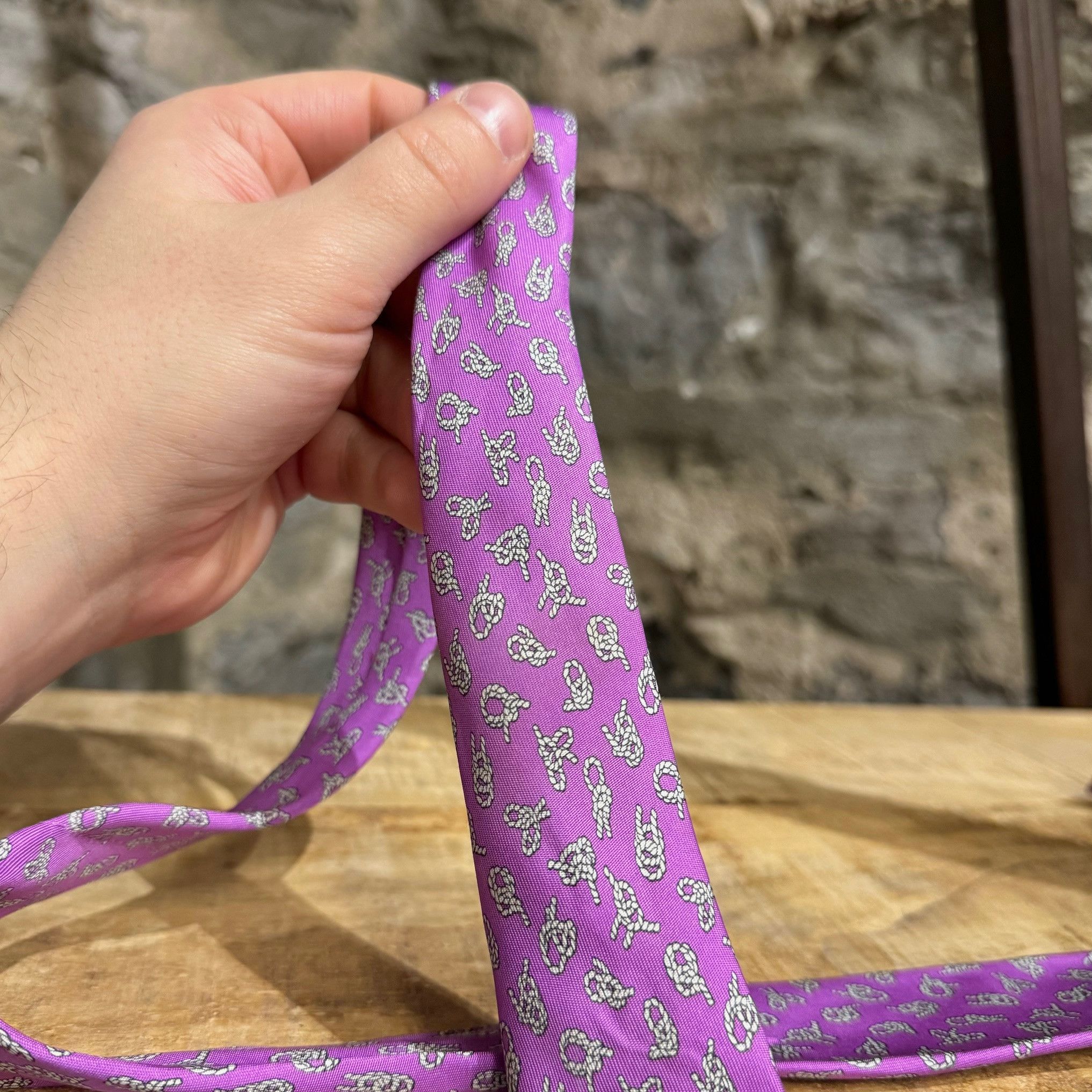 Hermes Hermès Sailor Knot Prints Purple Silk Tie Size ONE SIZE - 7 Thumbnail
