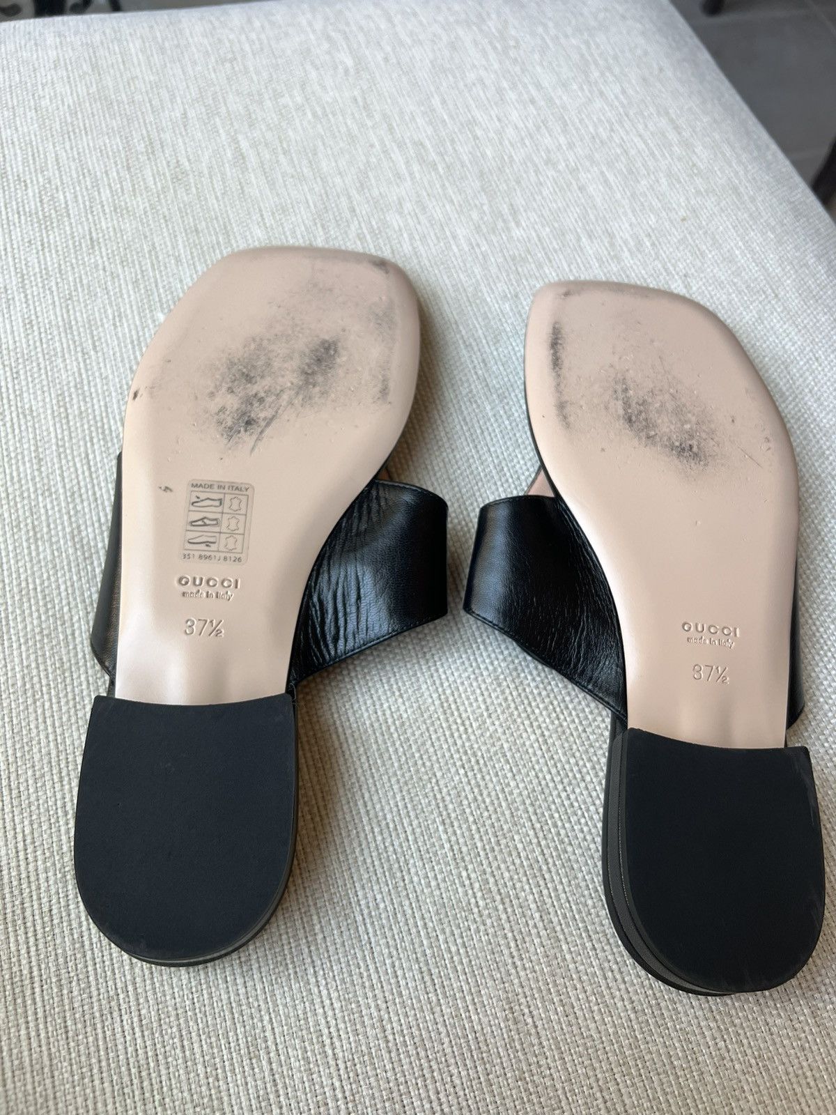 Gucci Gucci Blondie Logo-embellished leather Sandals Black Size US 7.5 / IT 37.5 - 6 Thumbnail