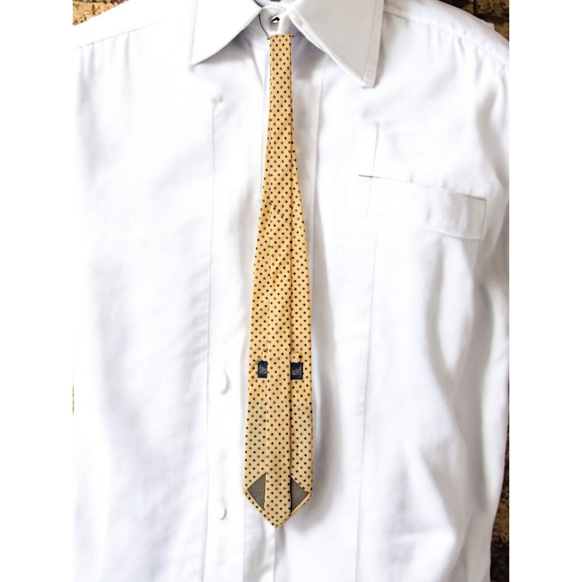 Vintage Antiche Seterie Fiorentine Luxury 100% Silk Tie - Yellow wit Size ONE SIZE - 3 Thumbnail