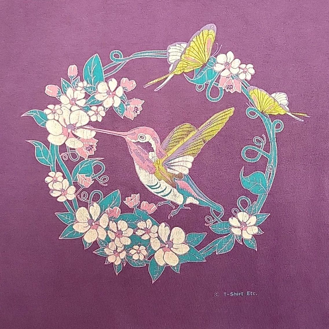 Vintage Hummingbird Shirt Womens Mens Large Purple Nature Outdoors Single Stitch 80s TEE Size L / US 10 / IT 46 - 4 Thumbnail