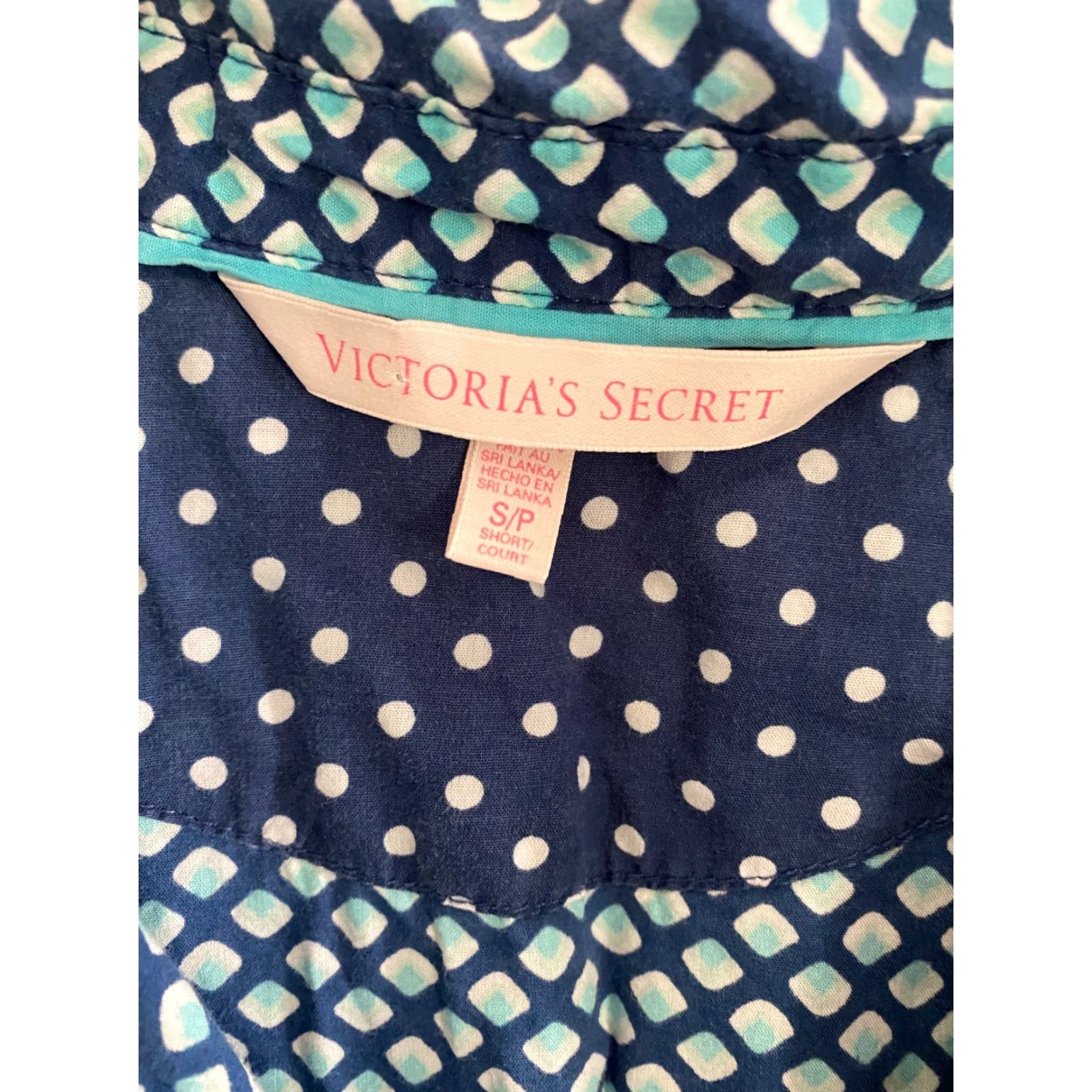 Victoria's Secret VINTAGE Victoria's Secret Button Down Pajama Shirt Top Small Short Blue White Size S / US 4 / IT 40 - 2 Thumbnail