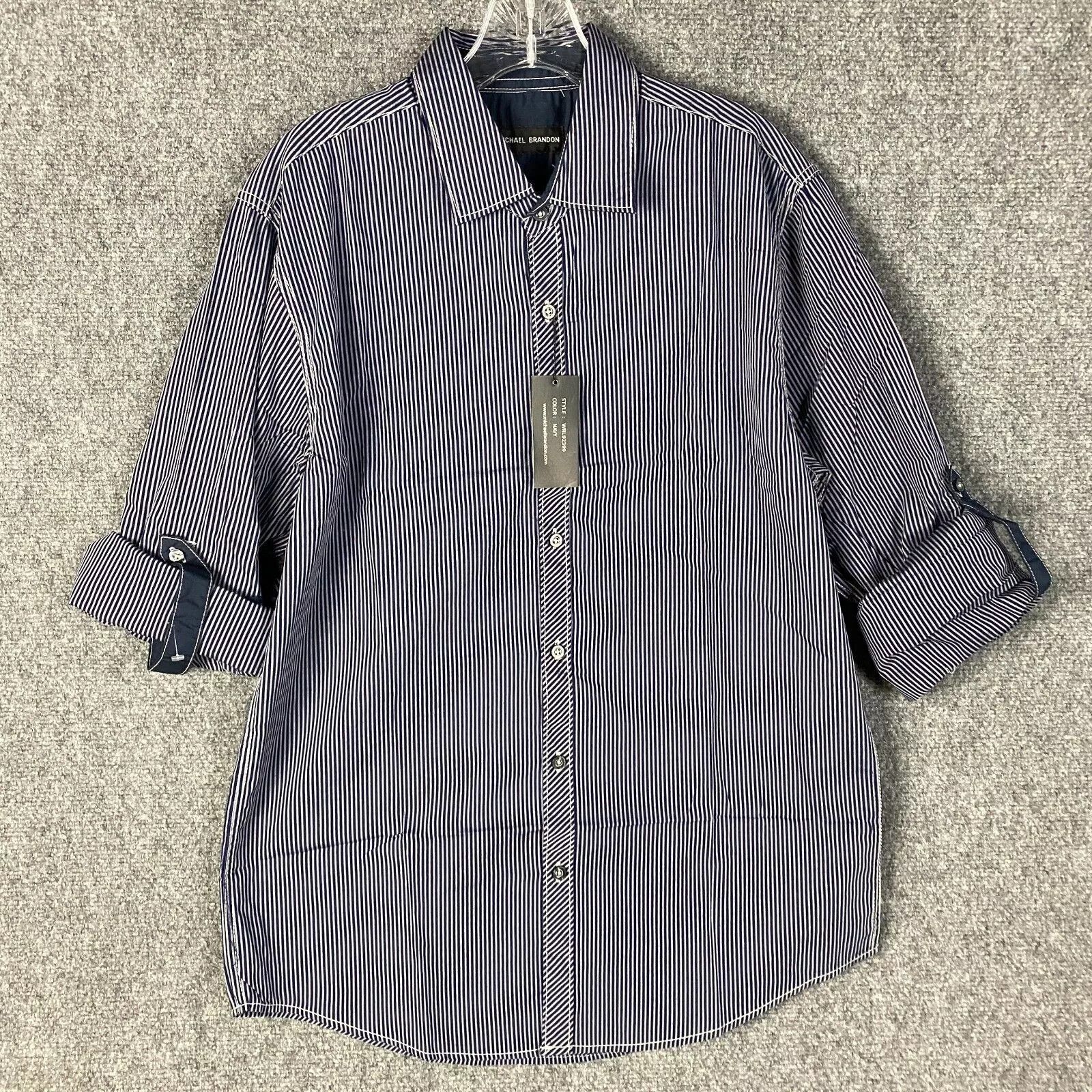 Other Michael Brandon Dress Shirt Men's Medium Striped Roll Sleeve Size US M / EU 48-50 / 2 - 1 Thumbnail