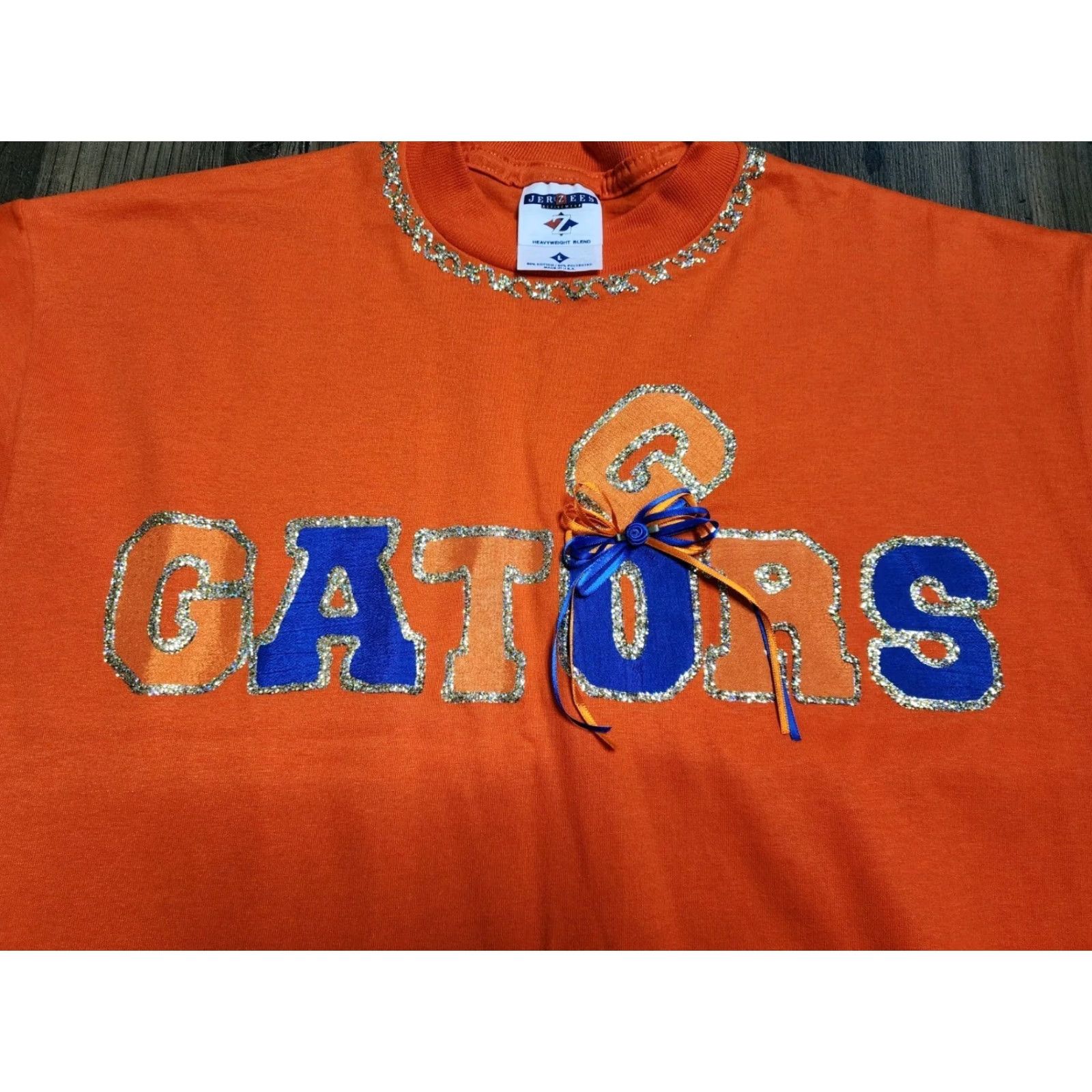 Jerzees VINTAGE 1980s University of Florida Gators Custom Puff Paint T-Shirt Unisex Large Orange Graphic Tee Size US L / EU 52-54 / 3 - 2 Thumbnail