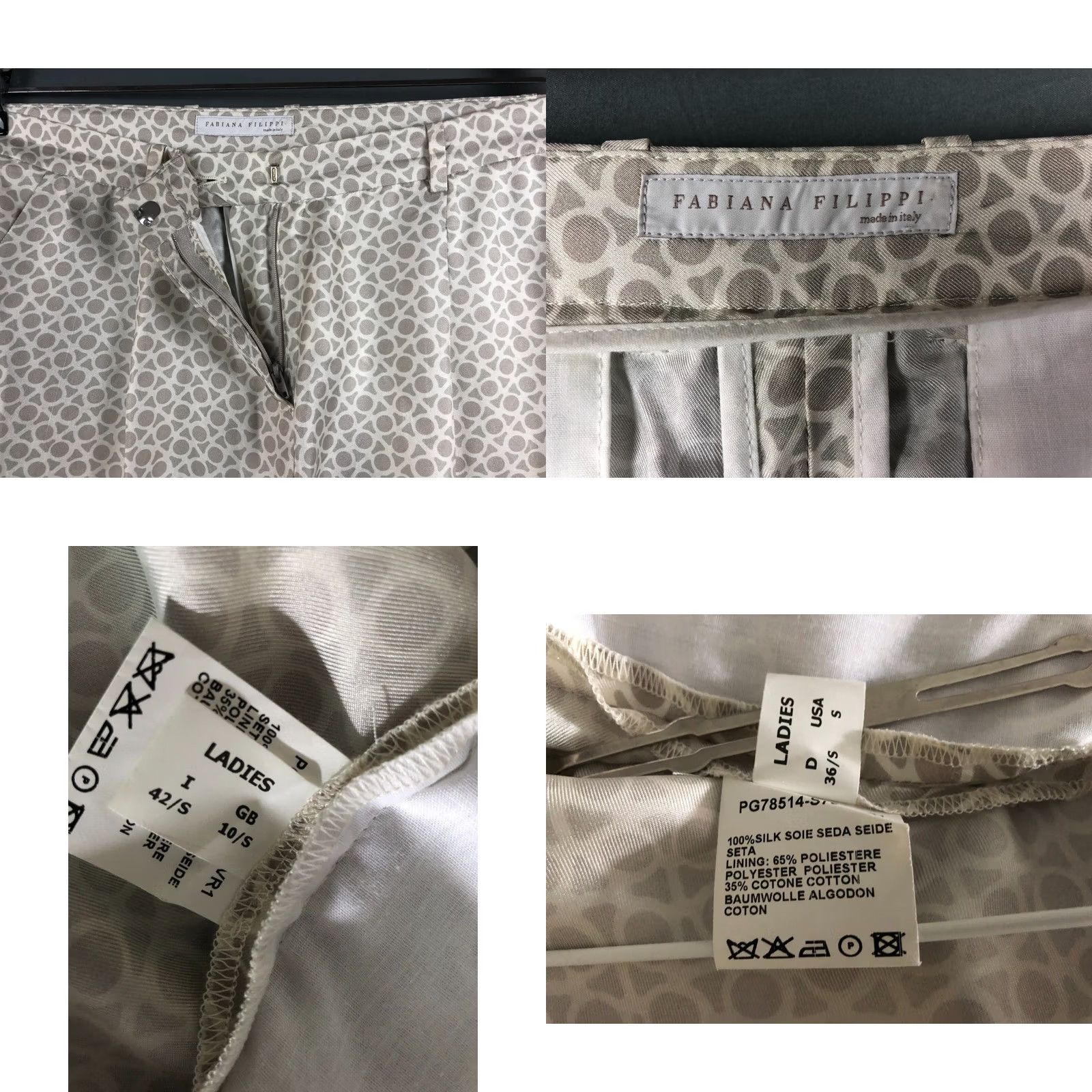 Fabiana Filippi Fabiana Filippi Women Silk Pants White Printed Size S Size 28" / US 6 / IT 42 - 8 Thumbnail