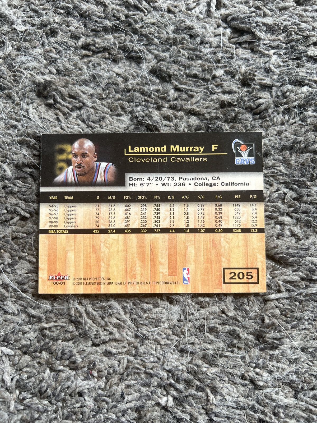 NBA 2001 Fleer #205 Lamond Murray Card Size ONE SIZE - 2 Thumbnail