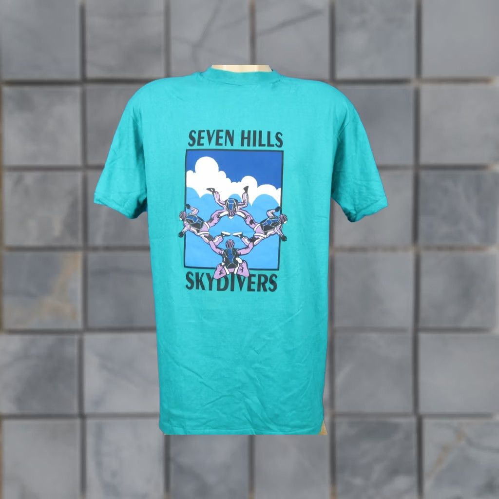 Hanes VINTAGE Hanes Seven Hills Skydive T-Shirt M/L Madison Wisconsin Parachuting 80s 80s 90s Mens Shirt Size US M / EU 48-50 / 2 - 1 Thumbnail