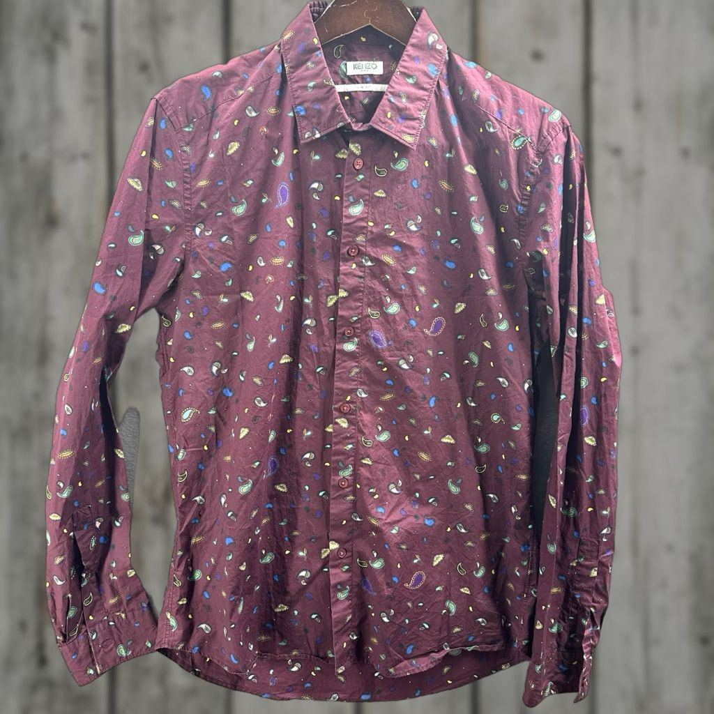 Kenzo KENZO Paris Shirt Mens 16 Blue Paisley Button-Up Slim Fit Long Sleeve Preppy Size US L / EU 52-54 / 3 - 1 Thumbnail