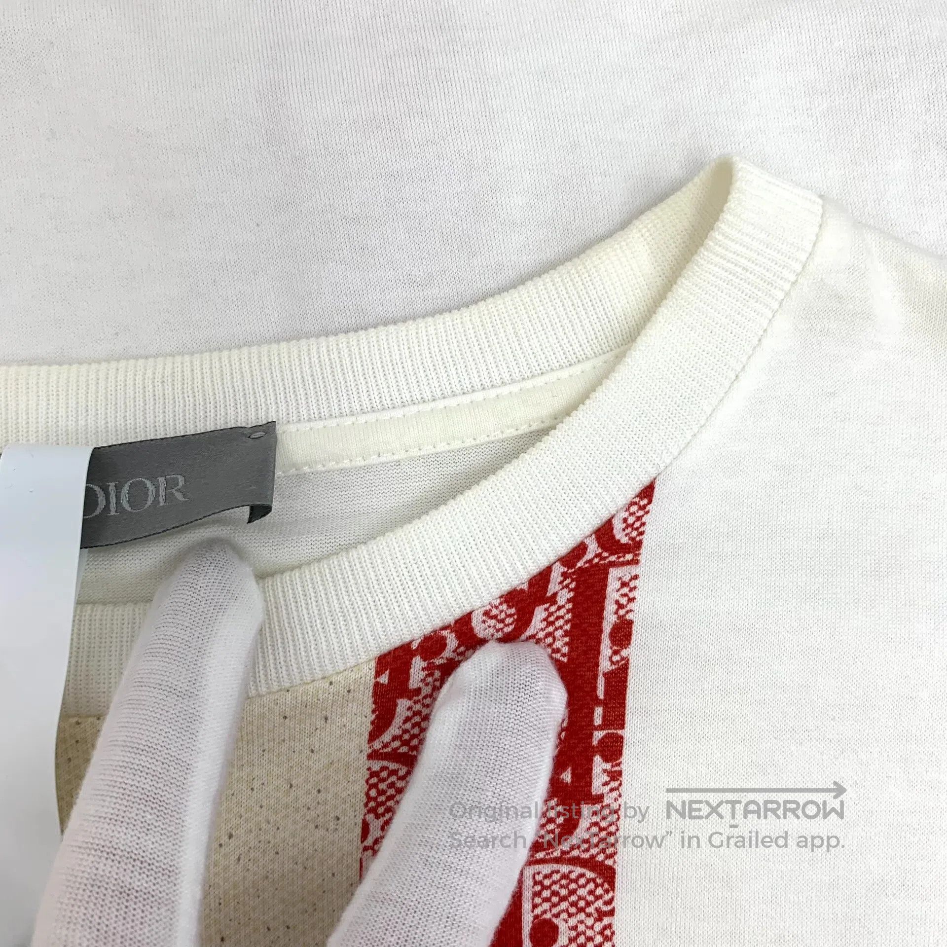Dior Dior White Striped Logo Jacquard Cotton Round Neck Short S Size US XS / EU 42 / 0 - 9 Thumbnail