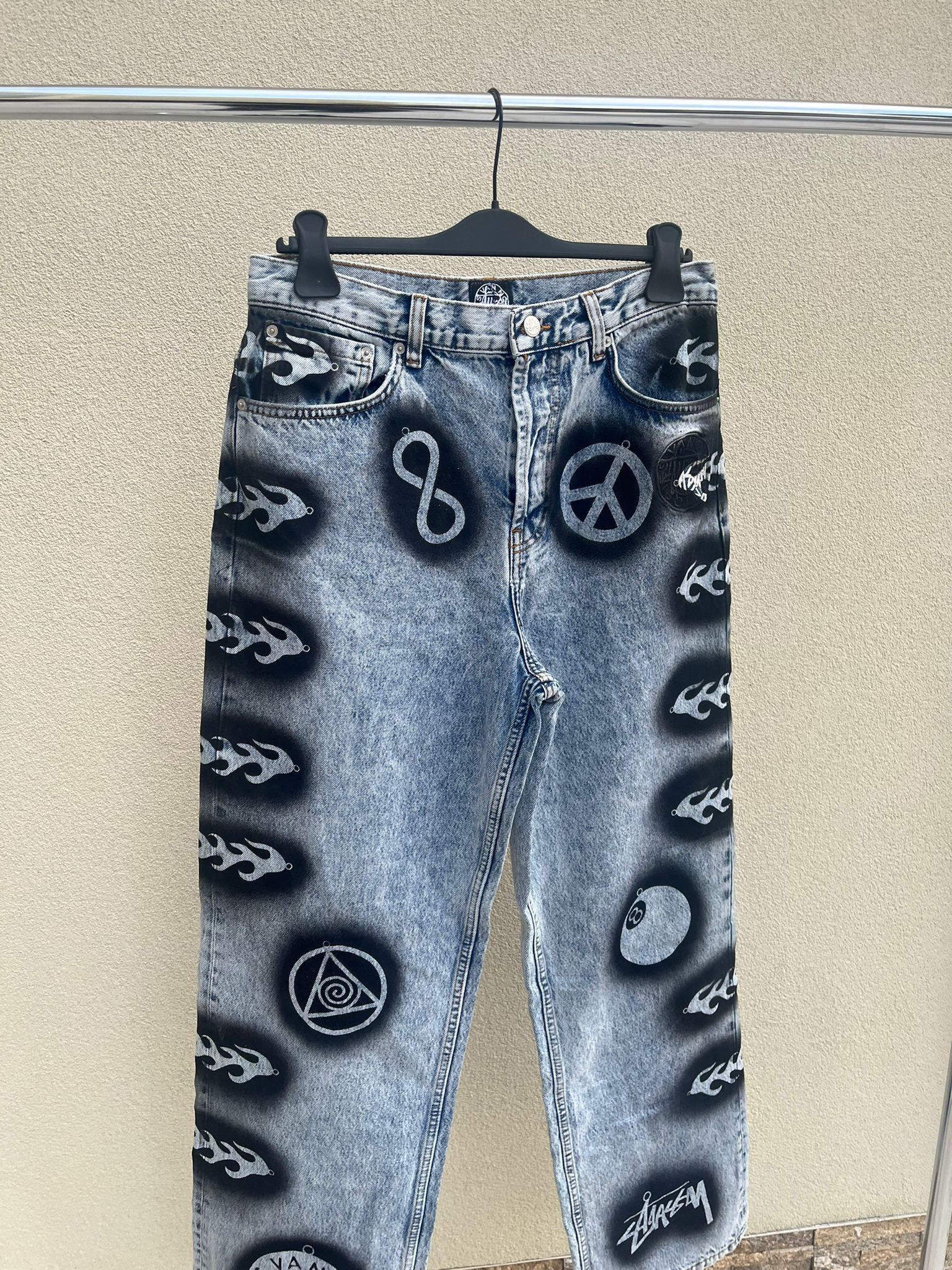 Dries Van Noten × Stussy Stencil Denim in Light Blue Size US 38 / EU 54 - 2 Thumbnail