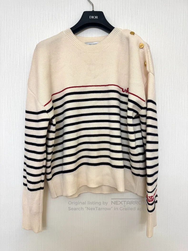 Valentino Valentino Striped navy sweater Size S / US 4 / IT 40 - 1 Thumbnail