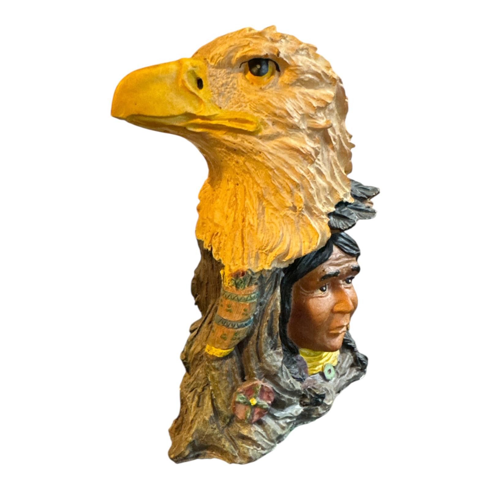 The Unbranded Brand Hand-Painted Eagle and Native American Bust Figurine Size ONE SIZE - 2 Thumbnail