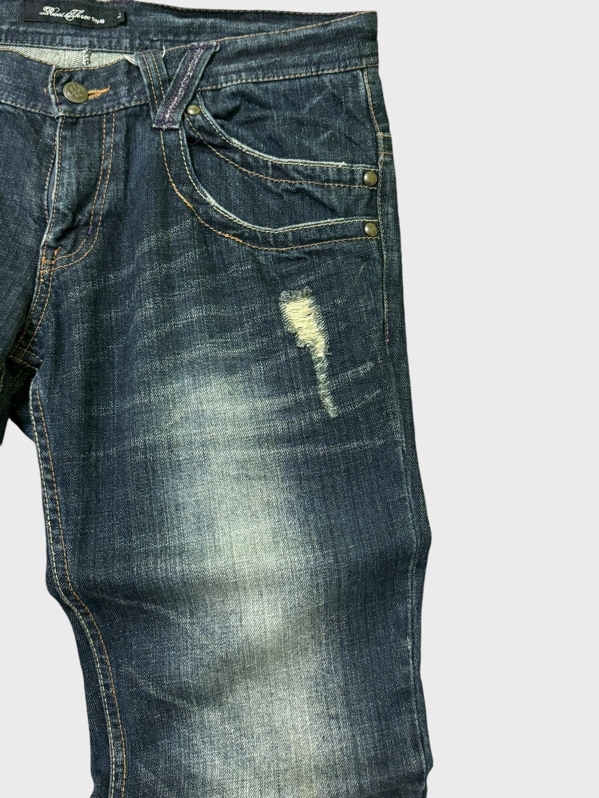 Japanese Brand Root Three Japan Muddy Wash Flared Denim Pants Size US 33 - 8 Thumbnail