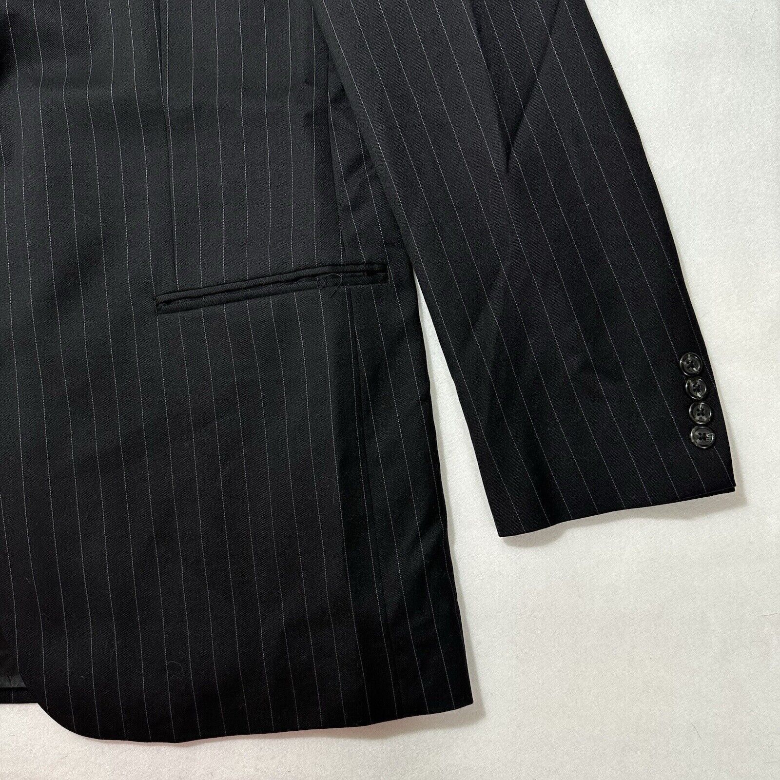 Chaps Chaps Suit Jacket Men's 46LWool Black Pinstripe Sport Coat Size 46L - 4 Thumbnail