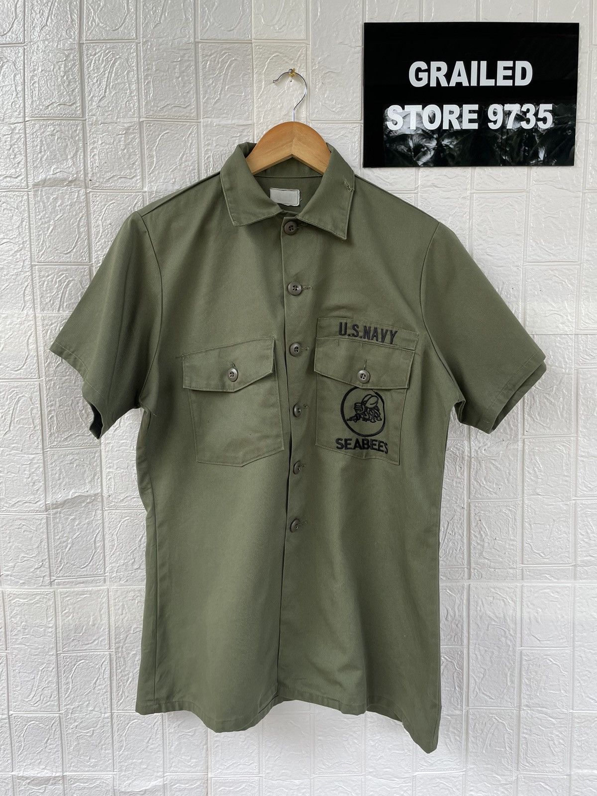 Japanese Brand Vintage U.S.Navy Short Bottom Shirt Size US L / EU 52-54 / 3 - 1 Thumbnail