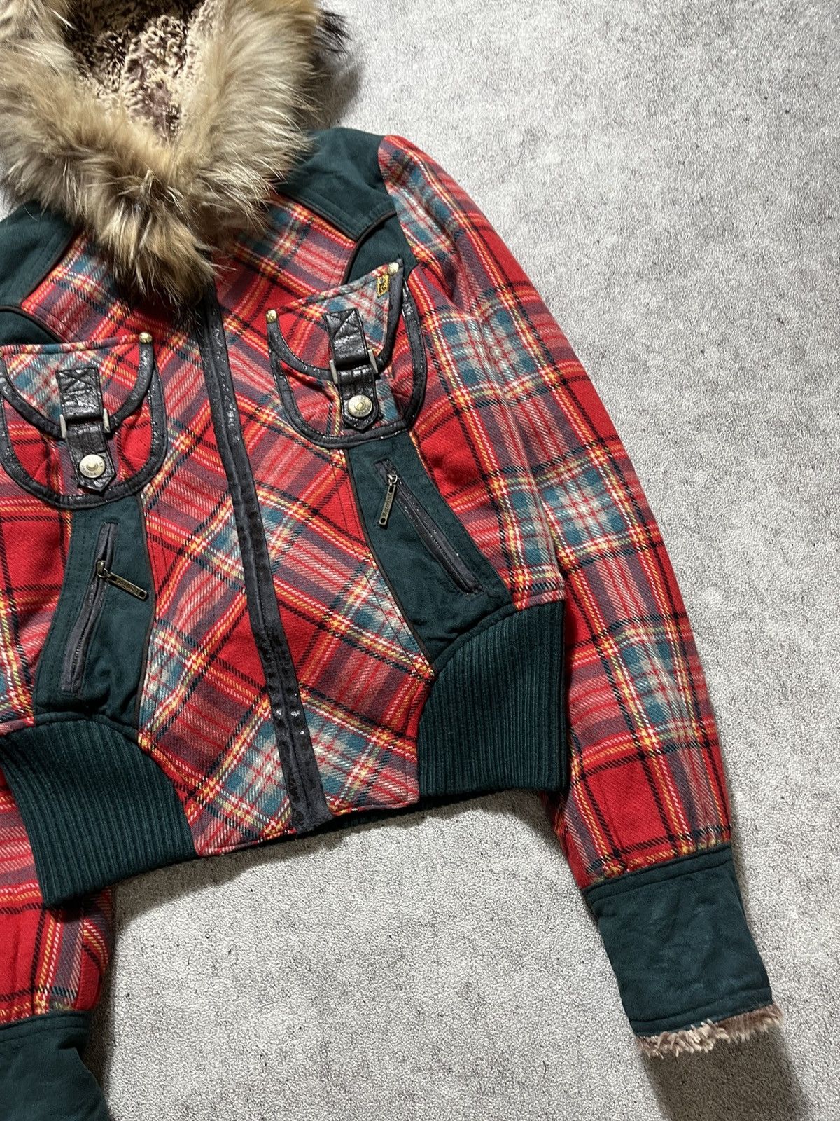 Japanese Brand ‼️SOLD‼️Egoist y2k Plaid Fur Jacket Size M / US 6-8 / IT 42-44 - 3 Thumbnail