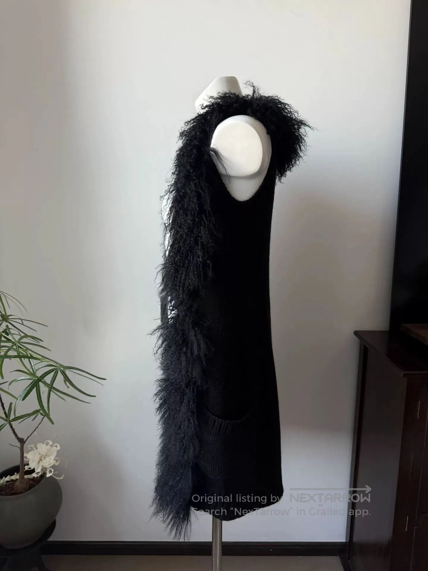Paoloni PAOLAFRANI Knit Beaver Fur Collar Vest. Size M / US 6-8 / IT 42-44 - 5 Thumbnail