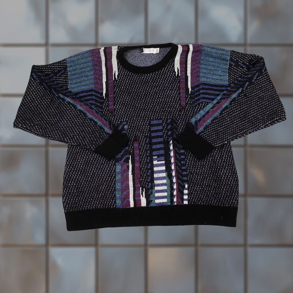 Jantzen Vintage Jantzen Sweater Mens XL Black Geometric 3D Knit Pullover Made USA 90s Size US XL / EU 56 / 4 - 1 Thumbnail