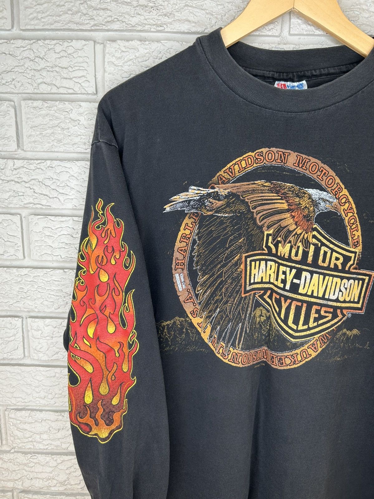 Harley Davidson RARE Vintage 80s Harley Davidson Flame Long Sleeve Shirt Size US L / EU 52-54 / 3 - 2 Thumbnail