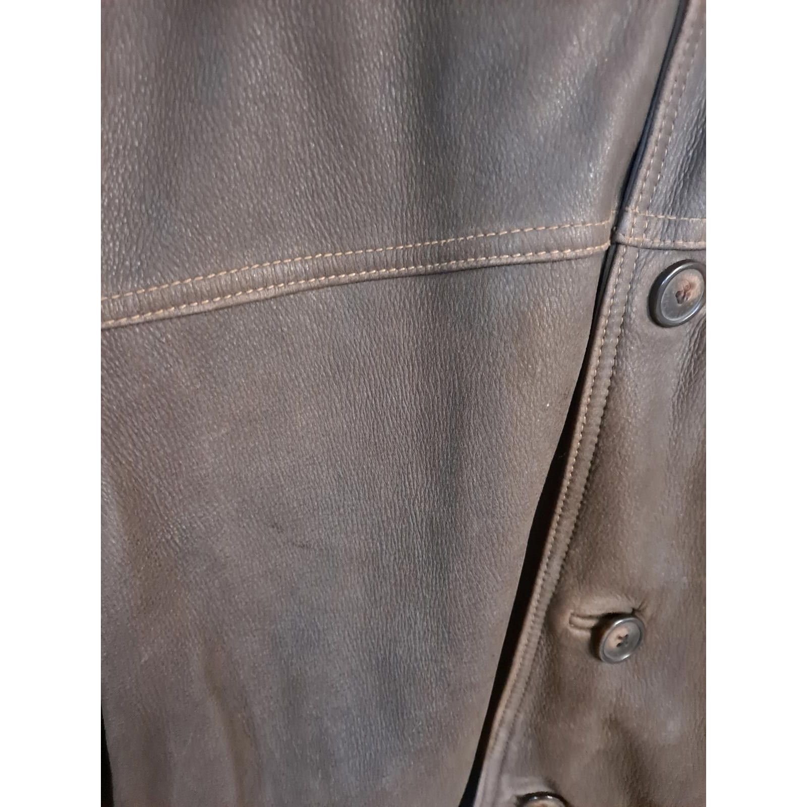Columbia VIntage Columbia Long Leather Button Up Long Coat with Insid Size US XL / EU 56 / 4 - 2 Thumbnail