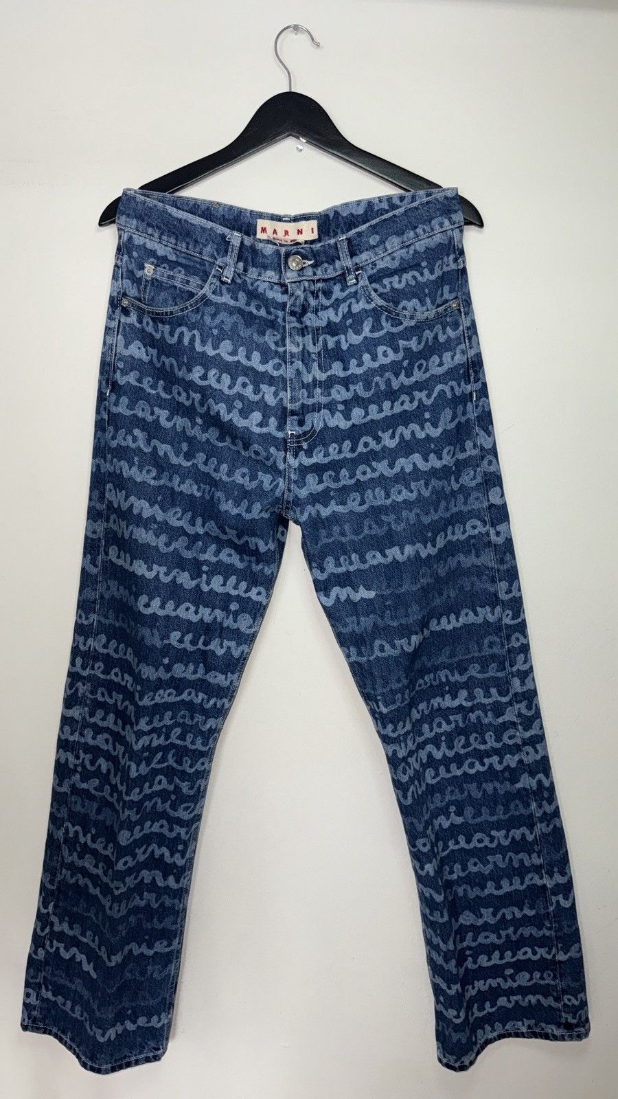 Marni Men's Blue Jeans ALL OVER PRINT Cotton, Cow Leather Size US 30 / EU 46 - 1 Thumbnail