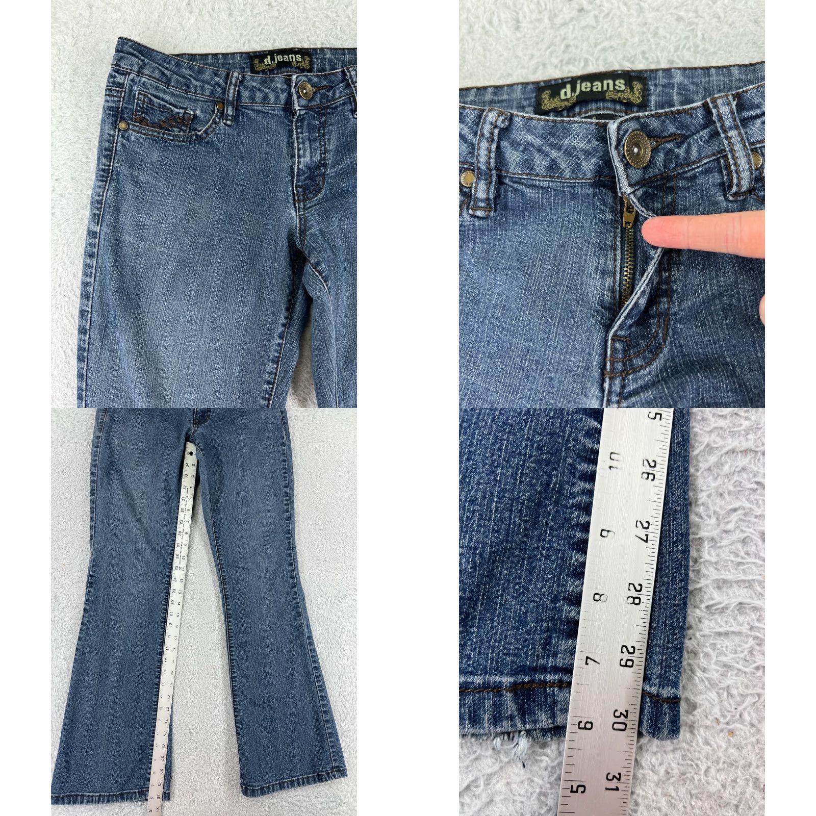 Denime D.Jeans Denim Jeans Women's 6 Blue Flared Low Rise Zip Fly Embroidered Denim Jeans Shirt/Hoodie? Size 28" / US 6 / IT 42 - 8 Thumbnail