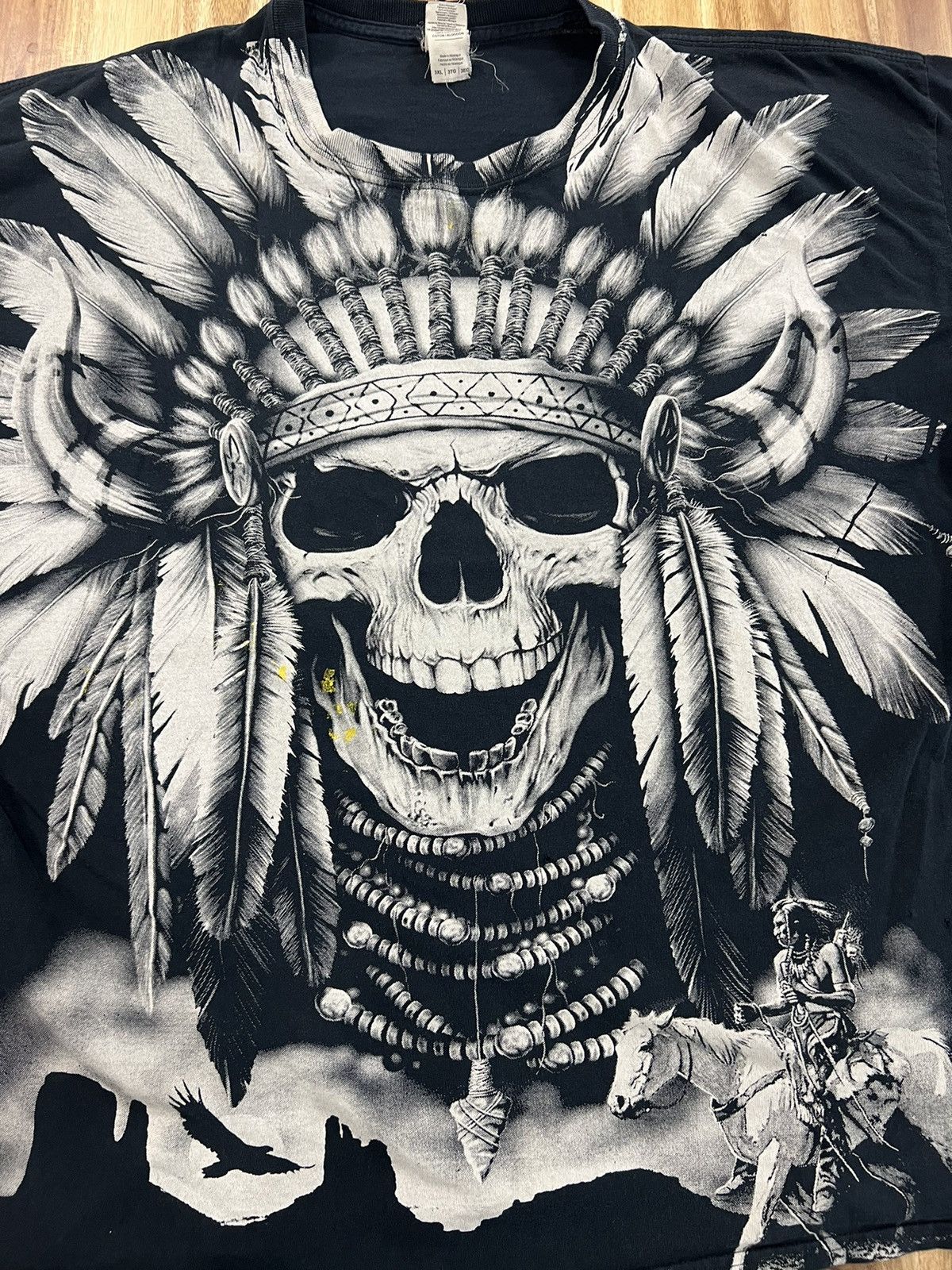Vintage Vintage Full Print Red Indian Tees Size US XXL / EU 58 / 5 - 2 Thumbnail