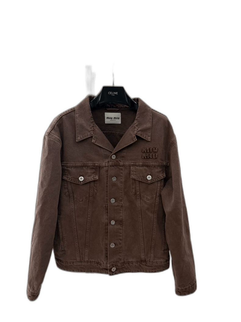 Miu Miu MiuMiu Brown Denim Jacket with Logo Size S / US 4 / IT 40 - 1 Thumbnail