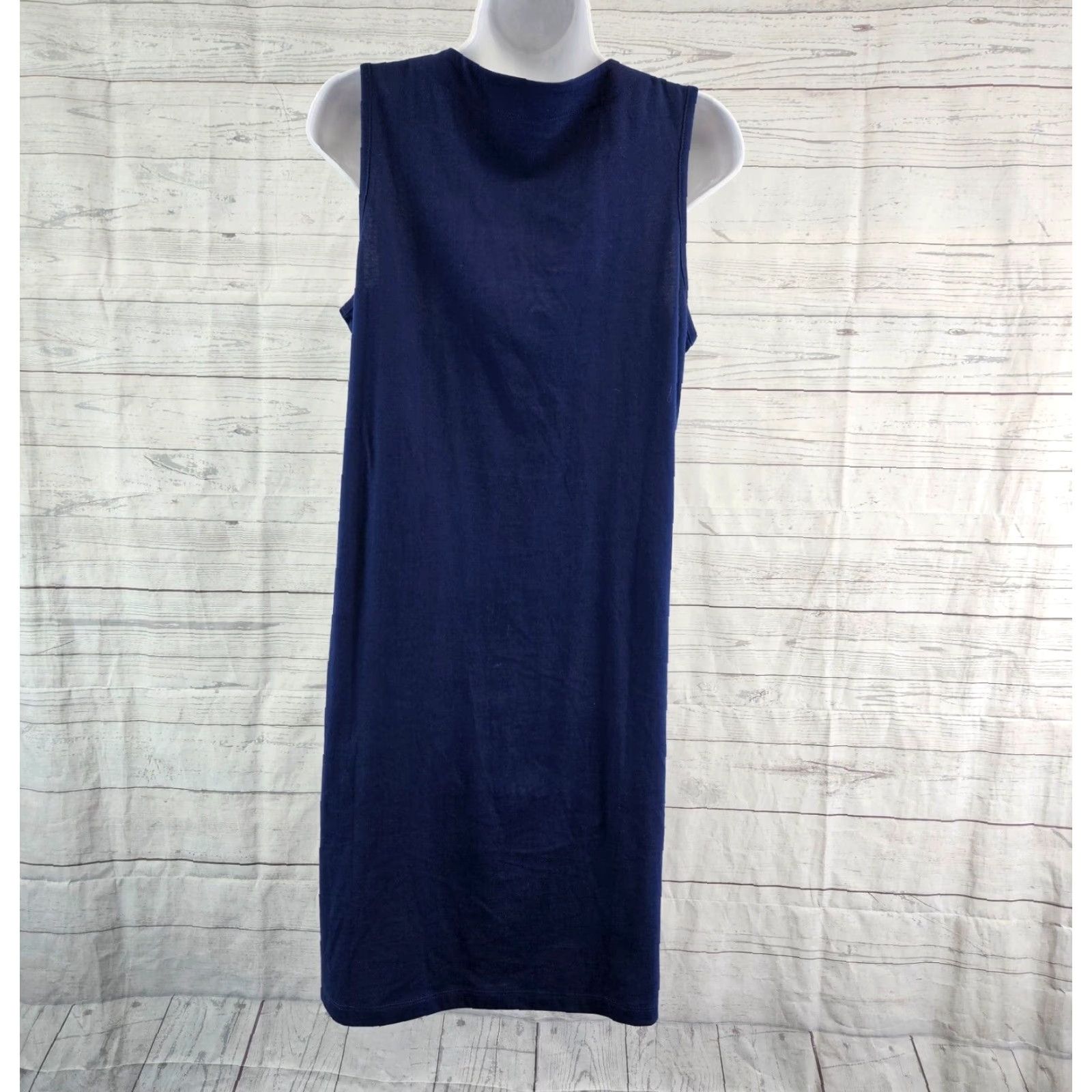 Lands' End Lands End Womens Dress Sz Small Blue White Sleeveless Pockets Cotton A-Line Kn Investment? Size S / US 4 / IT 40 - 4 Thumbnail