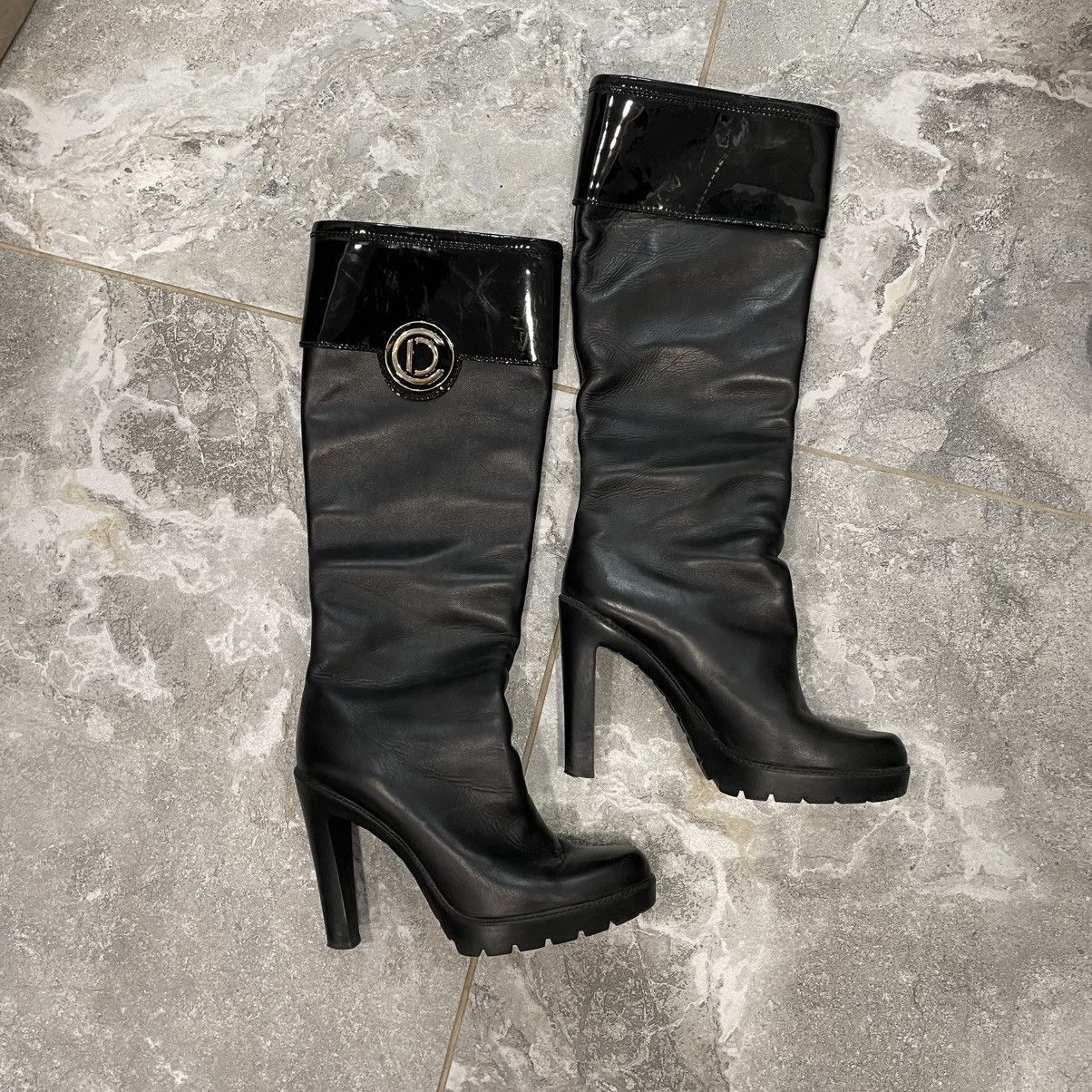 Dior × Vintage Rare! 00s Christian Dior Leather Boots heels shoes Size US 9.5 / IT 39.5 - 1 Thumbnail