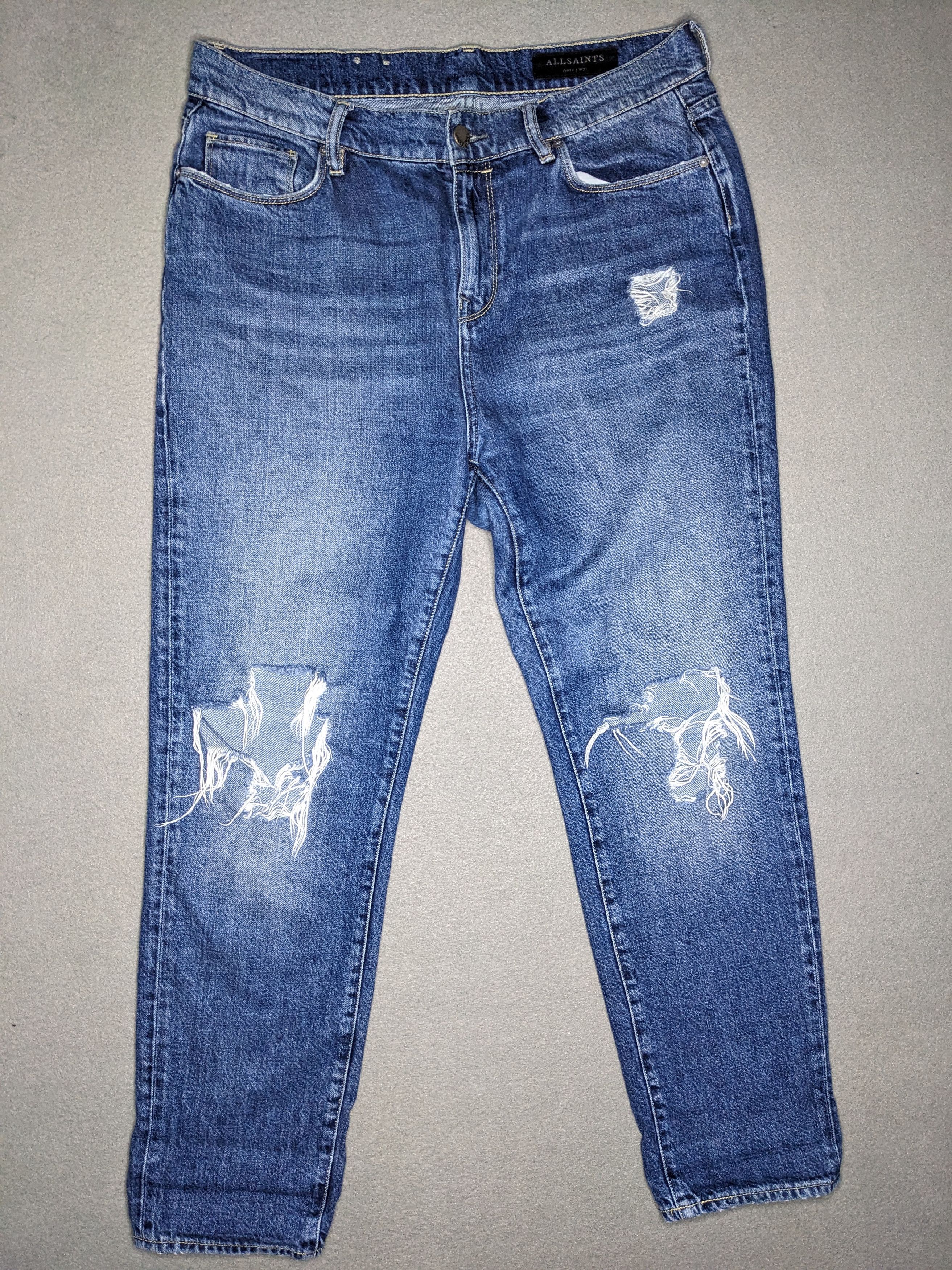 Allsaints All Saints Amy Girlfriend Jeans 33x28 Distressed Straight Size 33" - 1 Thumbnail