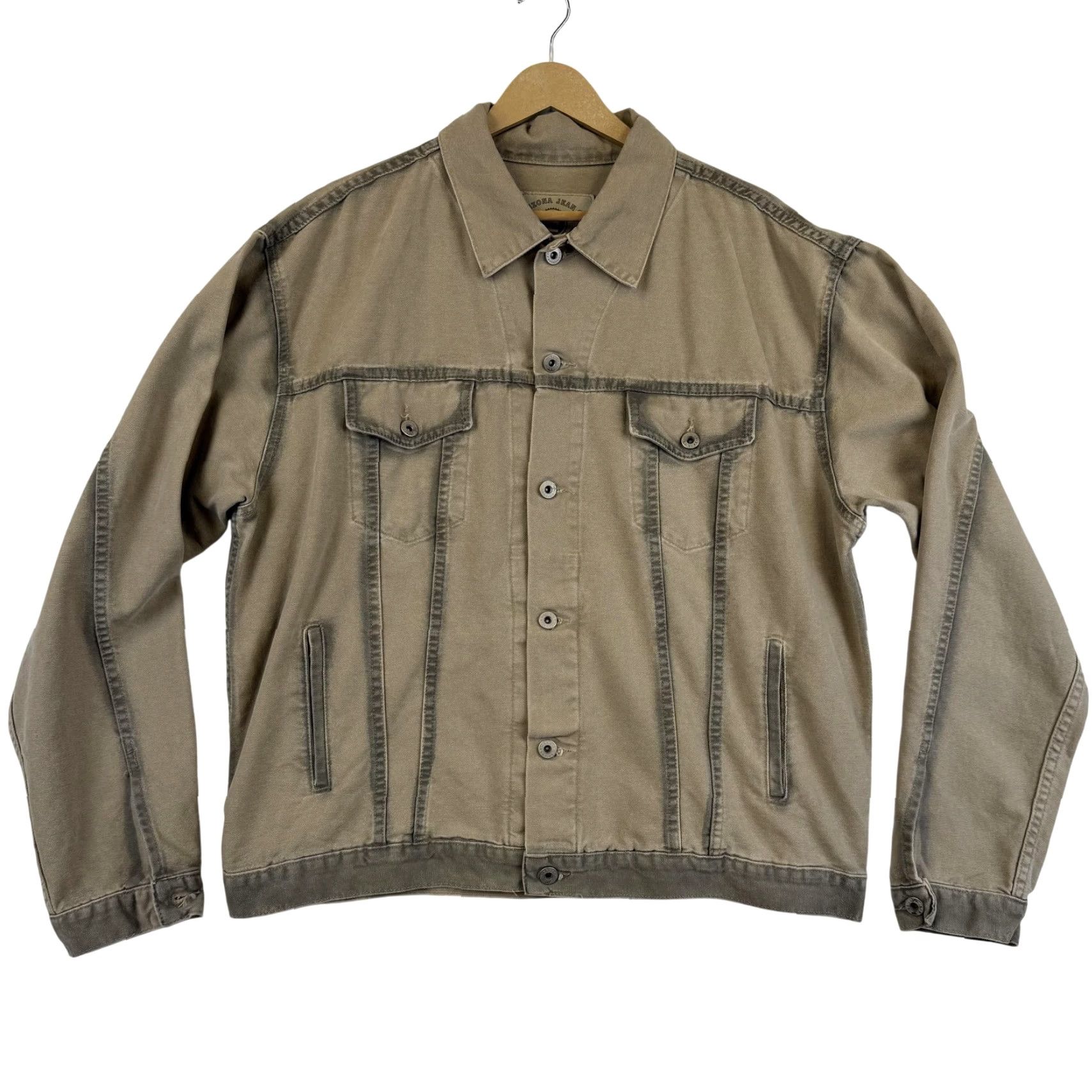 Vintage VINTAGE Arizona Jean Co Jacket Mens L Tan Cotton Canvas Trucker Made USA 00s Military Jacket Casual Workwear Beige Pattern Solid Buttons Mens Size US 33 - 2 Thumbnail