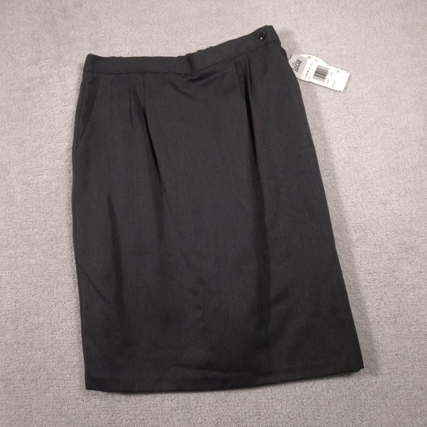 Vintage Lucia Skirt Womens 18 Gray Pencil Fully Lined Pull On Elastic Waist Pockets Work Mens? Size 40" / US 18 - 2 Thumbnail