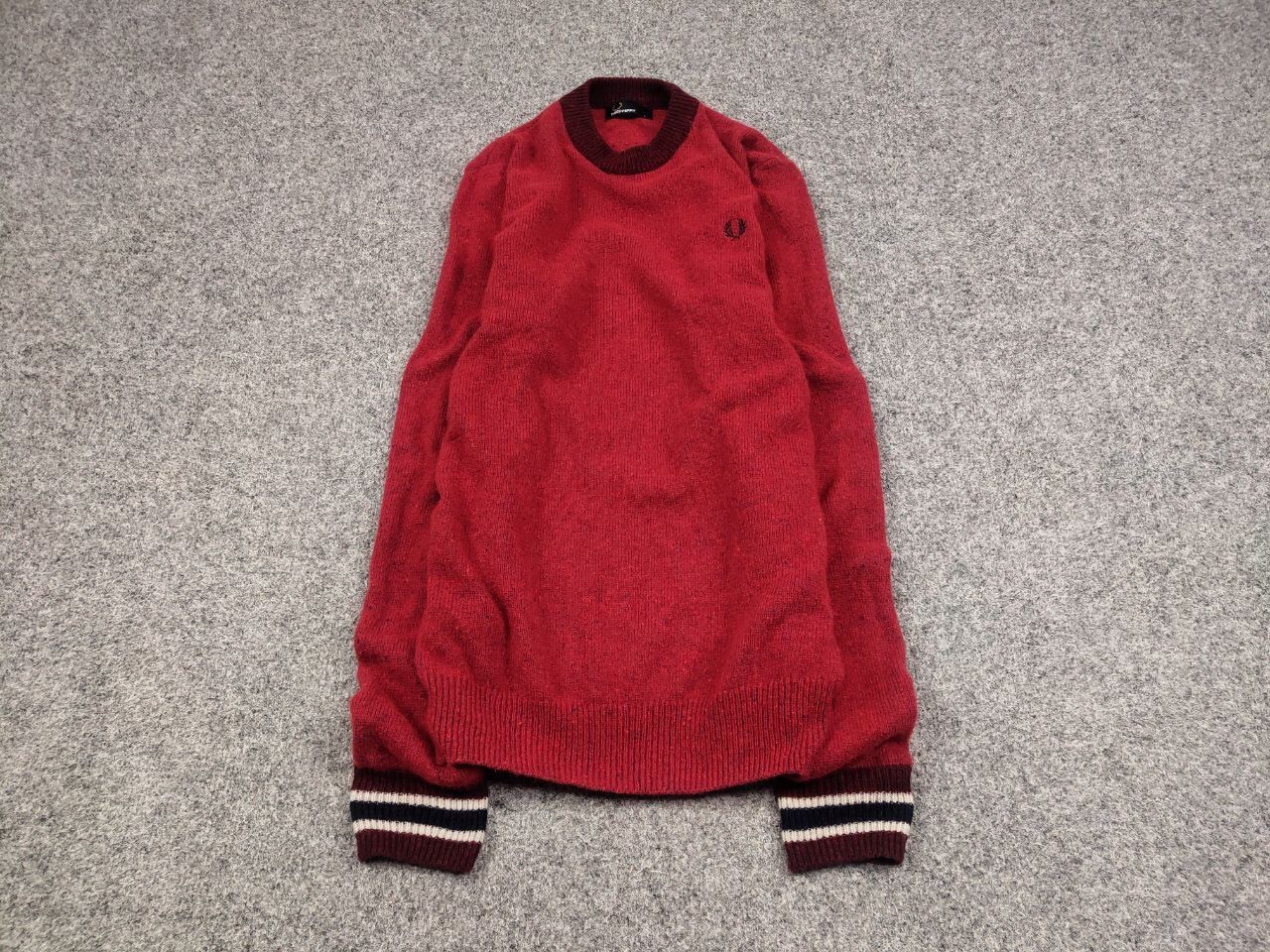 Fred Perry Fred Perry Design Classic Red Wool Crew Check Sweater Size US S / EU 44-46 / 1 - 3 Thumbnail