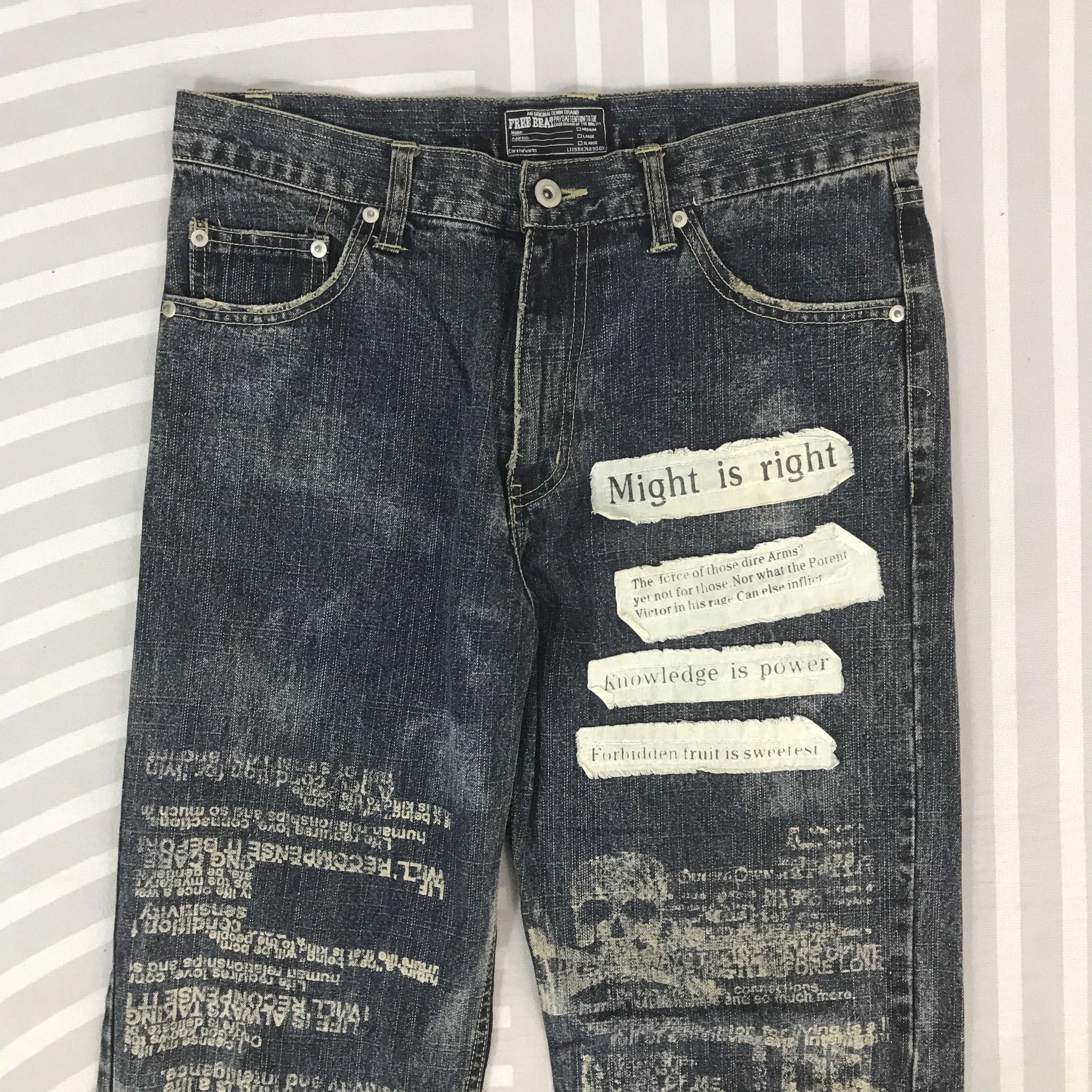 Japanese Brand Gothic style design Free Beat japan Denim pants K54B14 Size US 32 / EU 48 - 2 Thumbnail