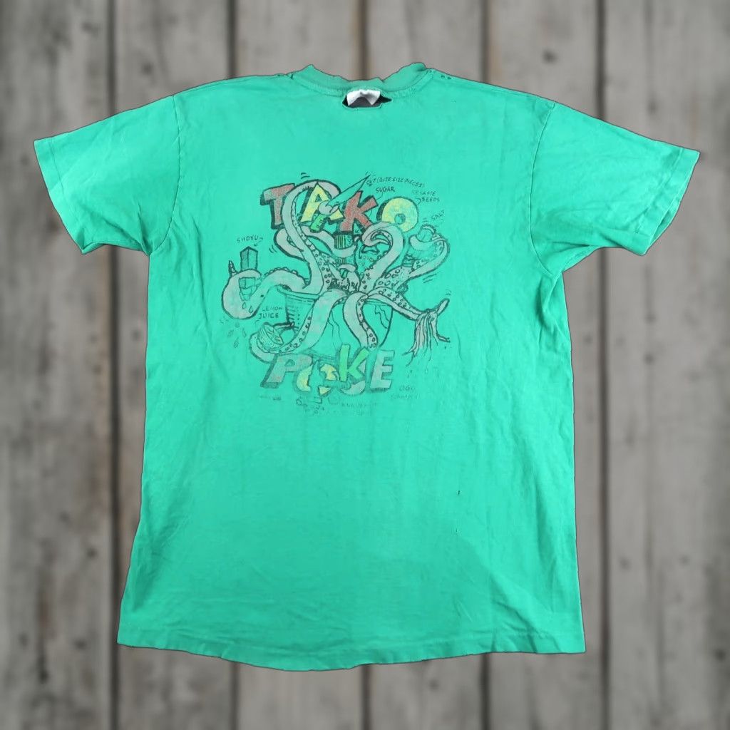 Hanes VINTAGE Tako Poke T Shirt Mens L Green Distressed Graphic Print 80s 90s Dog Funny Streetwear Size US L / EU 52-54 / 3 - 1 Thumbnail