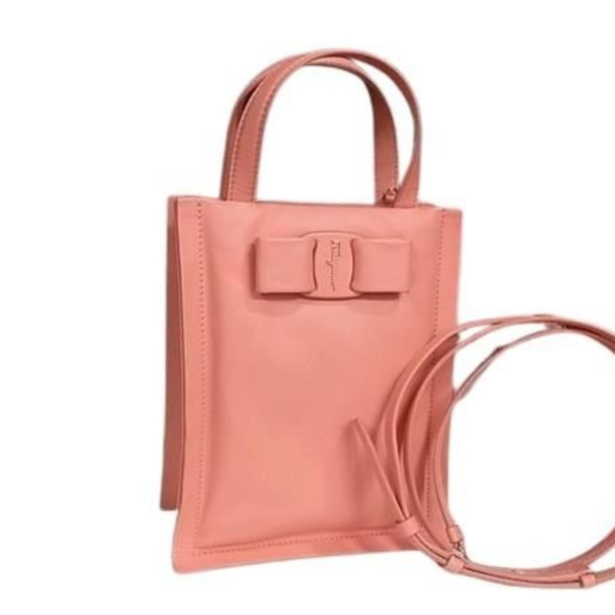 Salvatore Ferragamo SALVATORE FERRAGAMO Ferragamo Vara Ribbon Viva GG-212988 Pink Leather Women's Shoulder Bag Size ONE SIZE - 1 Thumbnail