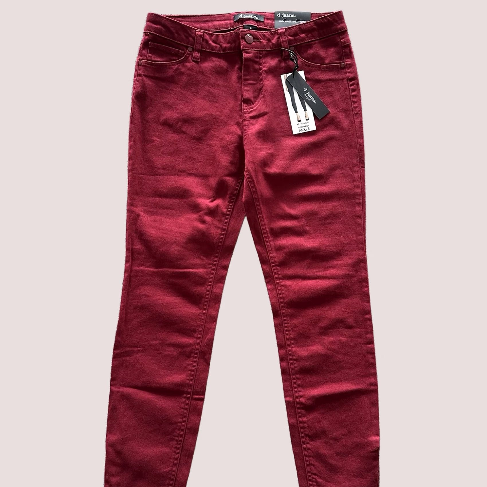 Vintage D. Jeans Red High Waist Ankle Jeans Women’s 6 Side Zip Skinny Stretch Relaxed 5-Pocket Denim Spring Women Jeans Size 28" / US 6 / IT 42 - 1 Thumbnail