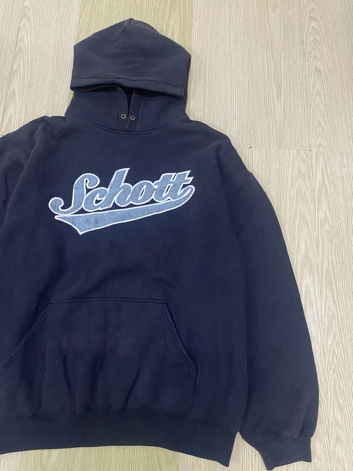 Schott × Vintage Vintage Schott NY embroidered big logo pullover hoodie Size US XL / EU 56 / 4 - 3 Thumbnail