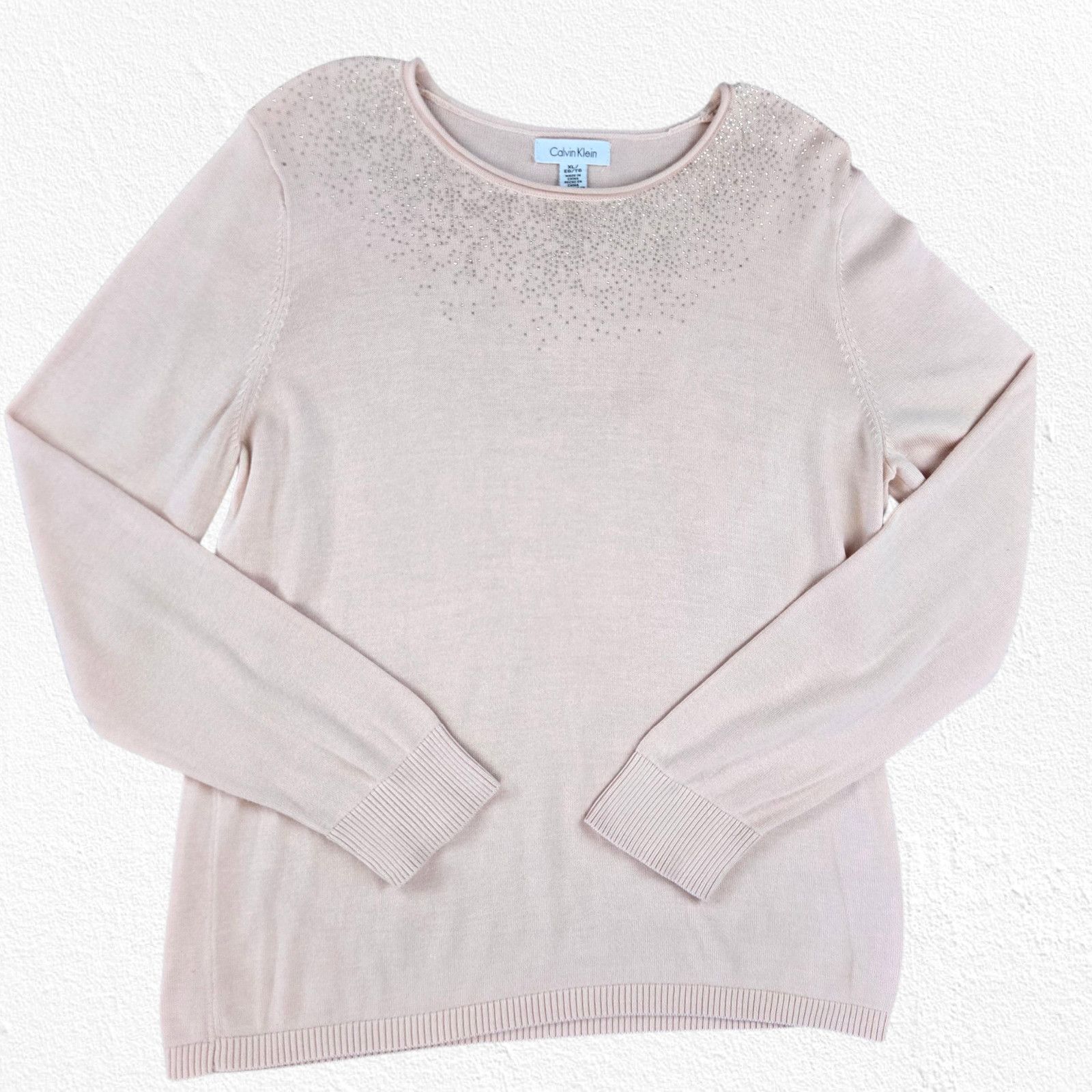 Calvin Klein Calvin Klein Pink Embellished Crewneck Sweater Size XL Size XL / US 12-14 / IT 48-50 - 2 Thumbnail