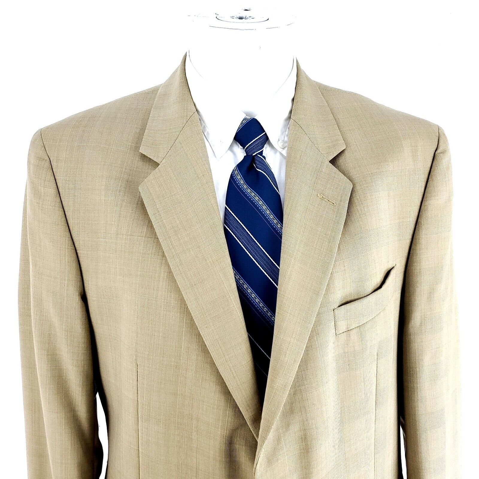 Designer Adolfo International Super 120s Wool 2 Button Blazer 42R Tan Size 42R - 1 Thumbnail
