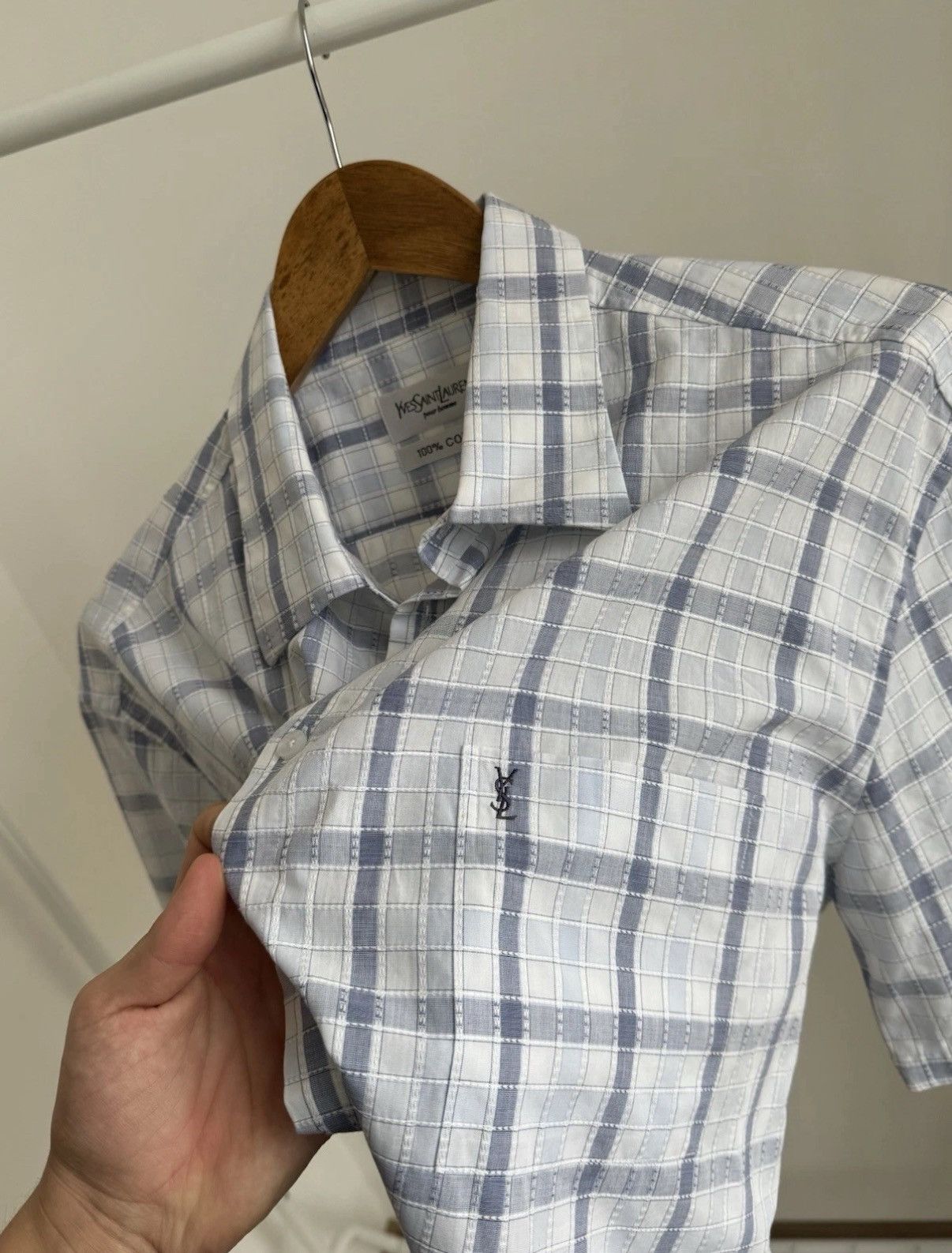 Yves Saint Laurent YVES SAINT LAURENT VINTAGE YSL CHECK CLASSIC BUTTON UP SHIRT Size US XL / EU 56 / 4 - 5 Thumbnail