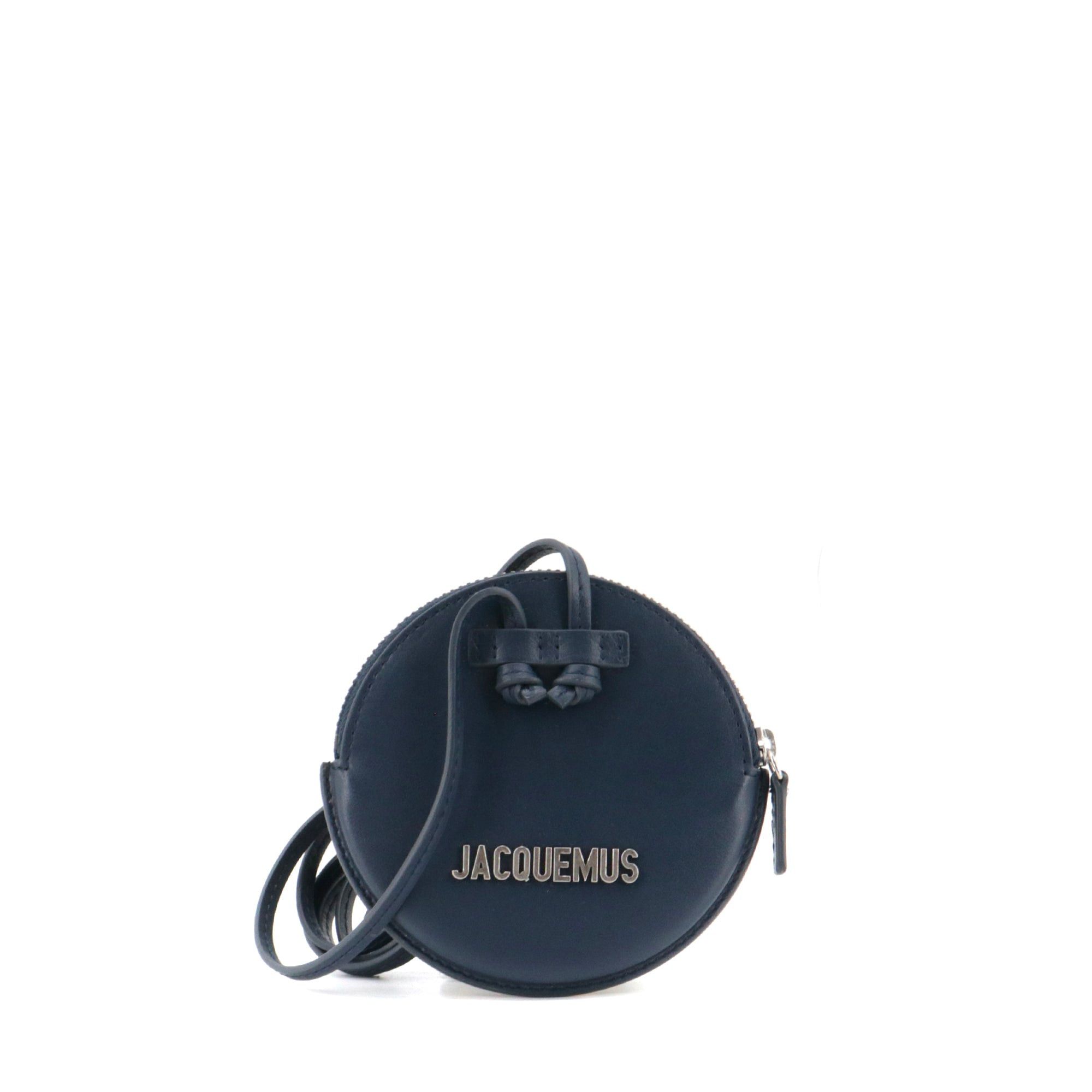Le Pitchou Jacquemus coin purse in smooth navy blue leather