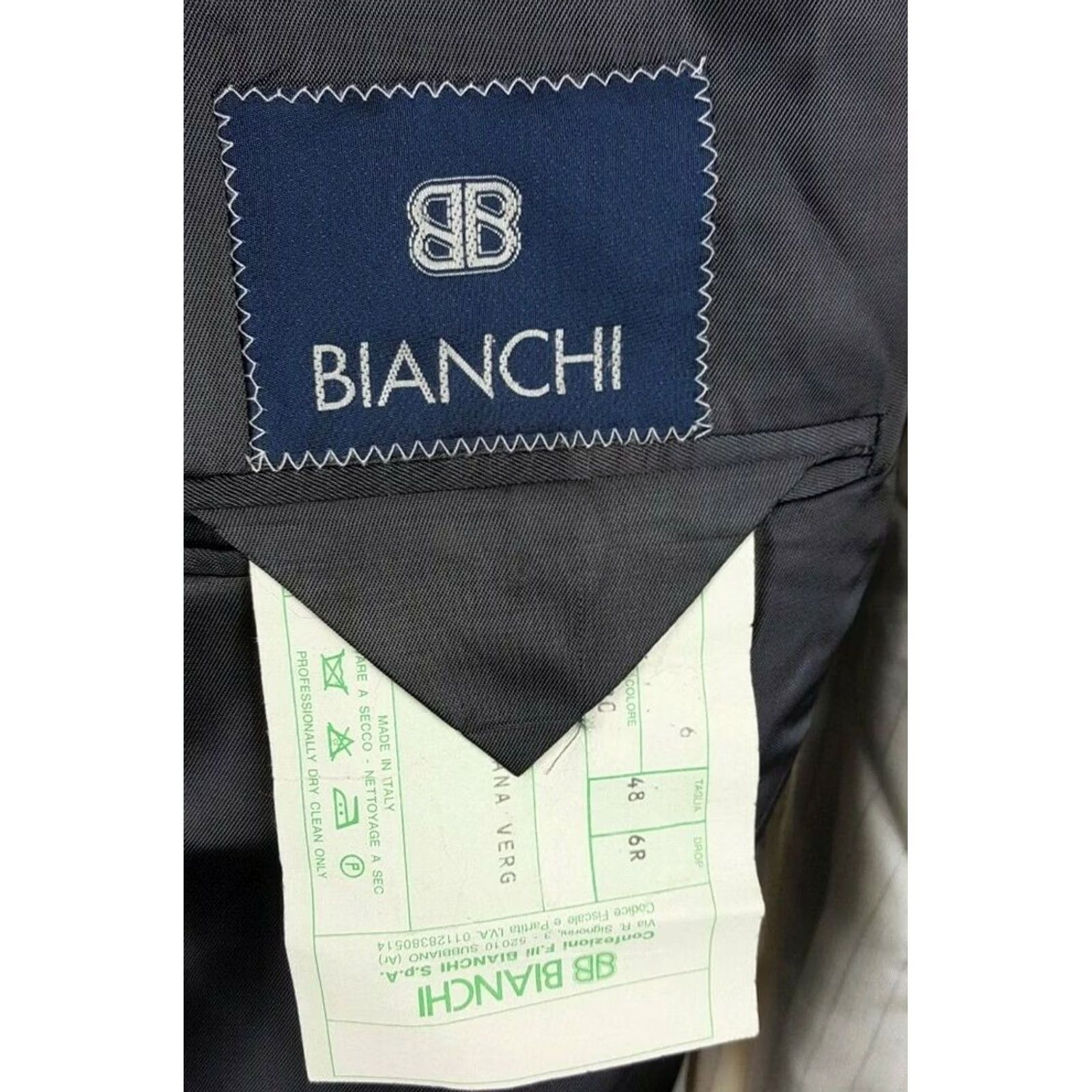 Vintage Bianchi Blazer Jacket Coat 48 Gray Tasmanian Wool Italy 2 Buttons Titanus Condor Size 48R - 2 Thumbnail