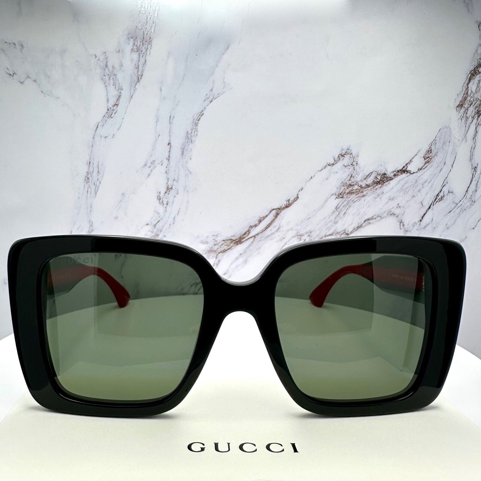 Gucci New GUCCI Sunglasses Black 53mm Gold 3D Metal Logo Square Size ONE SIZE - 3 Thumbnail