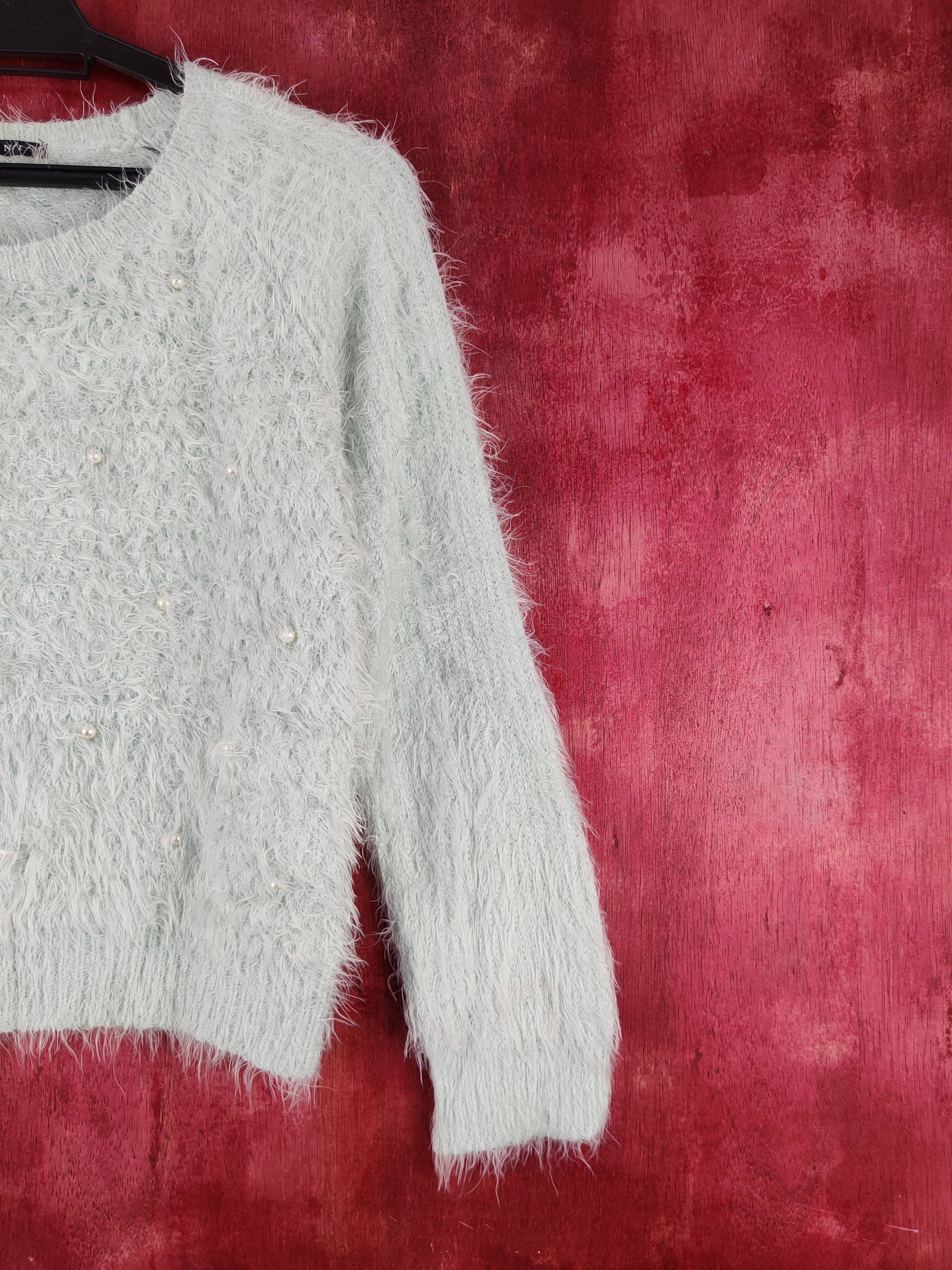 Japanese Brand × Vintage Ingni Mint Green Shag Shaggy Fur Mohair Knitwear #S2082 Size XS / US 0-2 / IT 36-38 - 6 Thumbnail