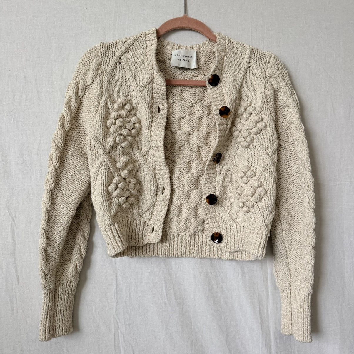 Other Les Coyotes de Paris Cable Knit Crop Cardigan 34 XS/S Size XS / US 0-2 / IT 36-38 - 5 Thumbnail
