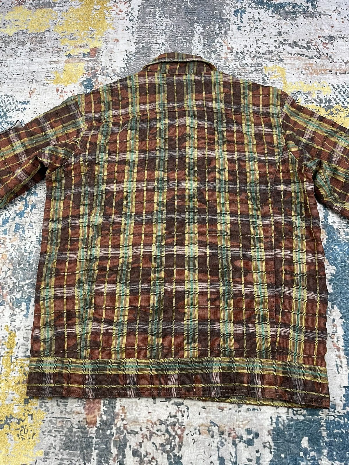 Japanese Brand Rush Hour Plaid Gold Thread Camo Print Shirt Jackets Size US M / EU 48-50 / 2 - 6 Thumbnail