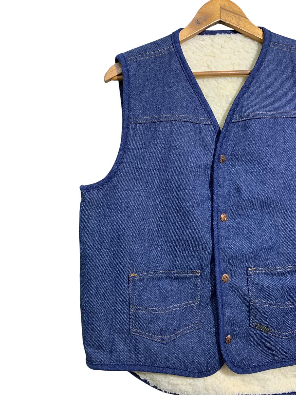 Sears × Vintage 🔥VTG 70s SEARS REOBUCKS DENIM VEST SHERPA LINED Size US L / EU 52-54 / 3 - 2 Thumbnail